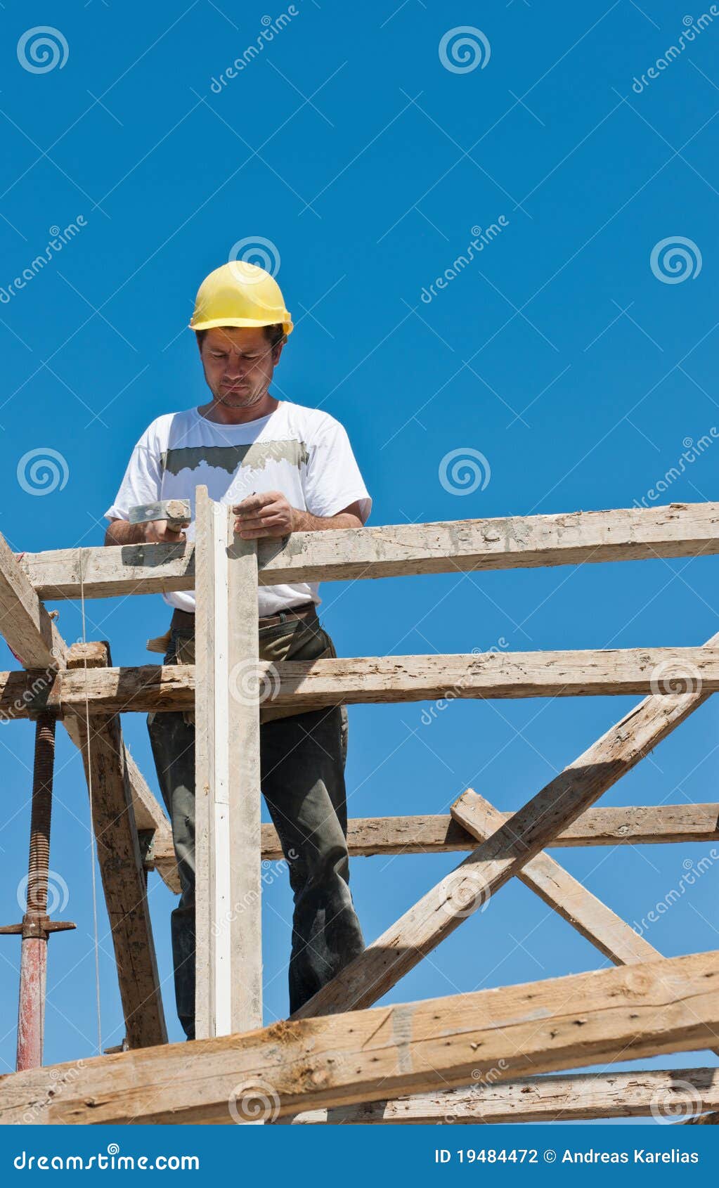 construction worker busy on formwork preparation