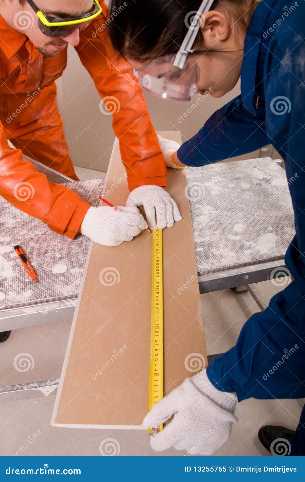 Construction Worker Doing Measuring Stock Image Image of measure