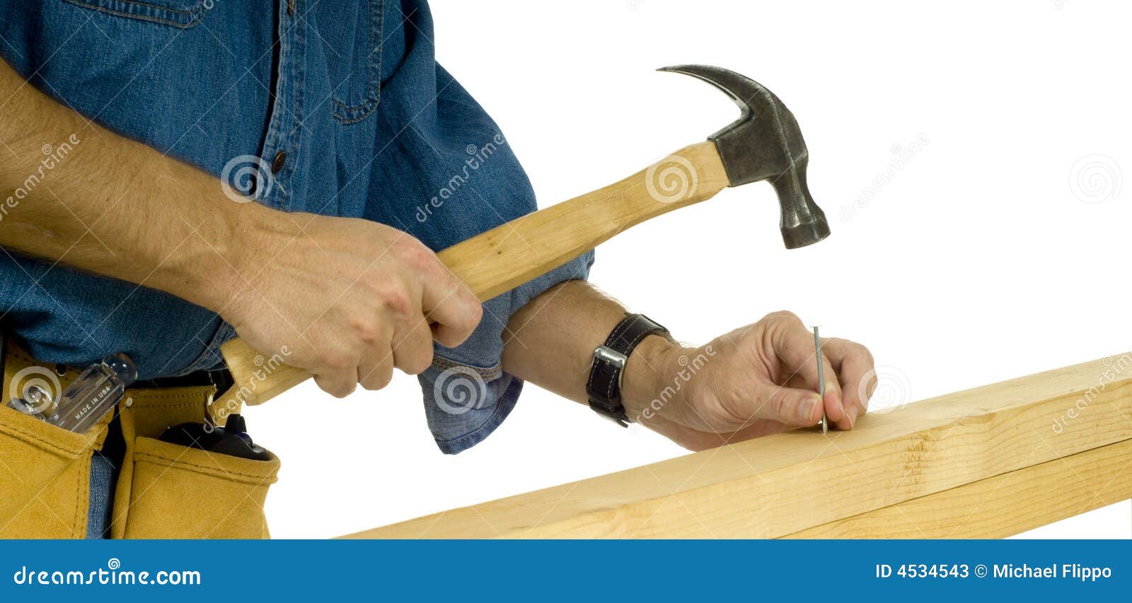 Construction Worker Driving Nail Stock Image Image 4534543