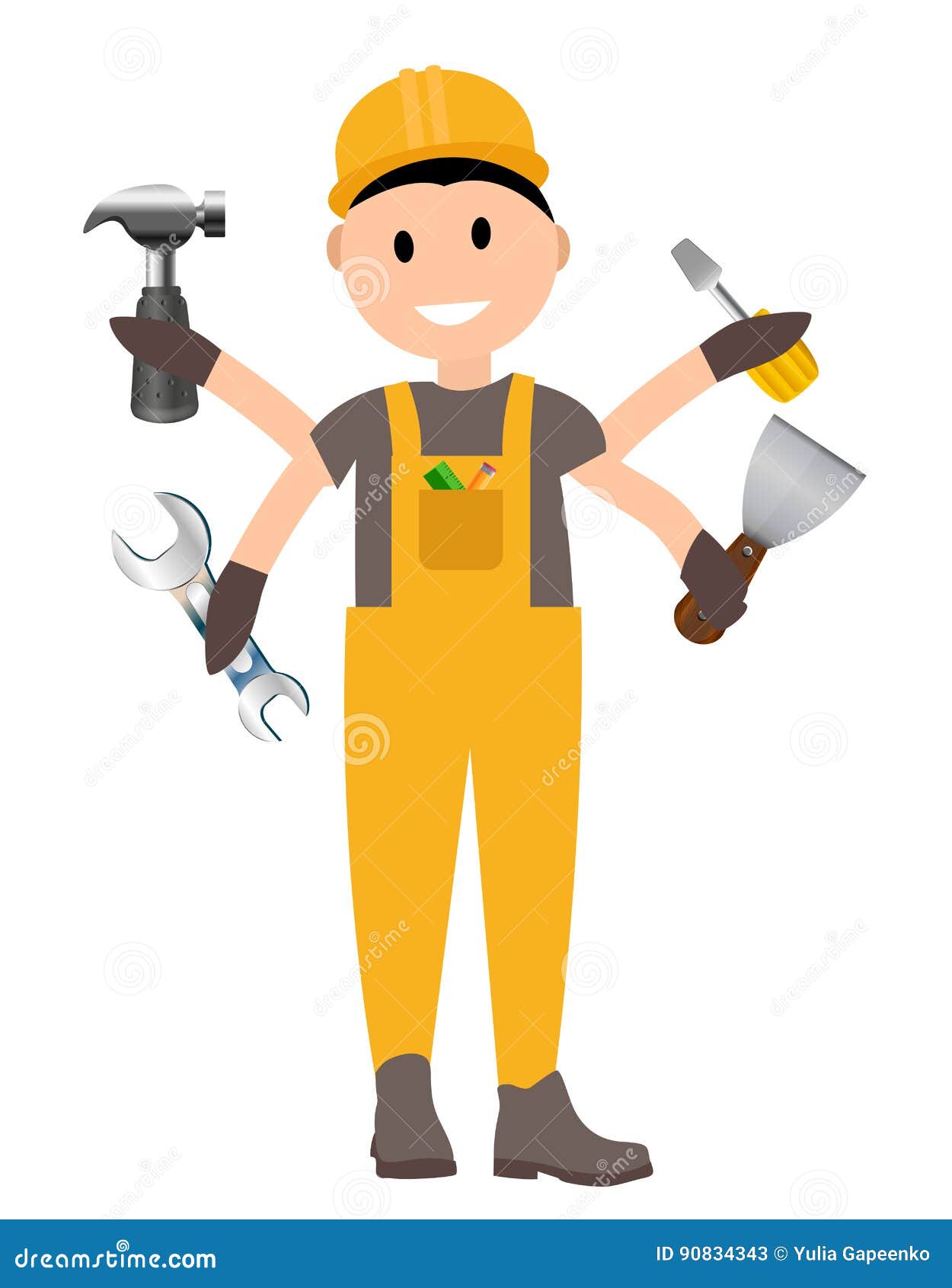 Construction Worker Flat Character, Building Man Specialists Rea Stock ...