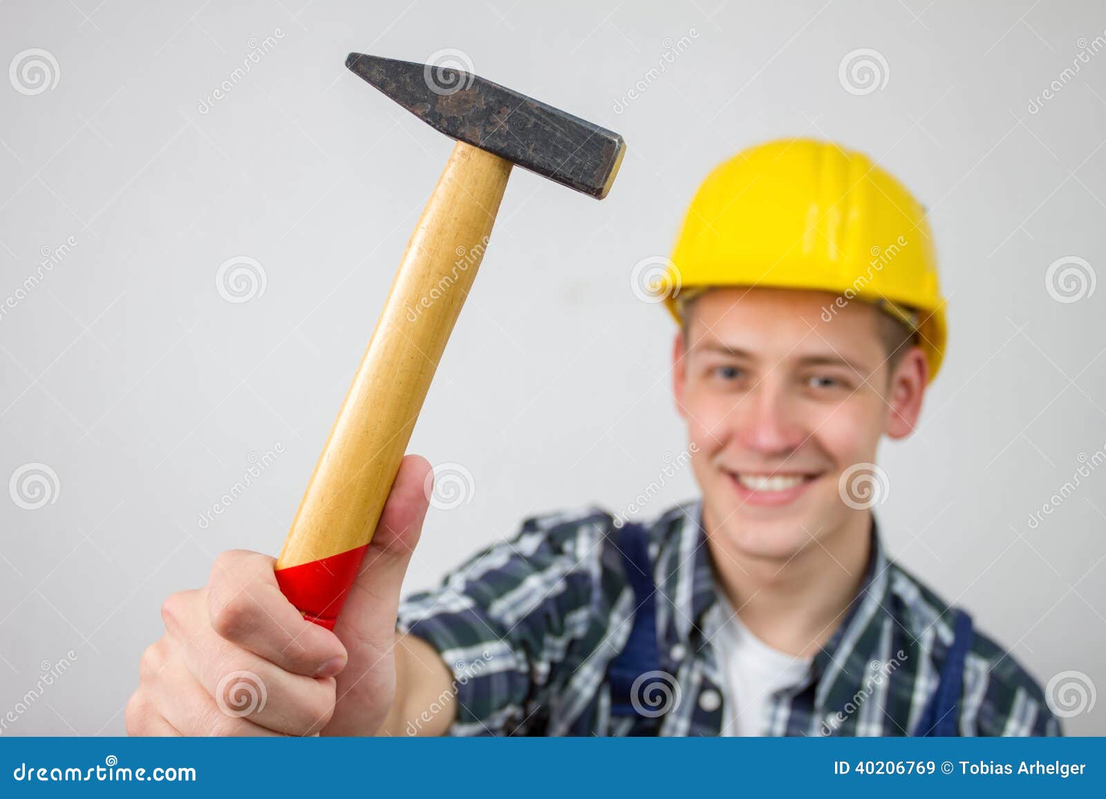 Construction Worker with a Hammer Stock Image Image of construction