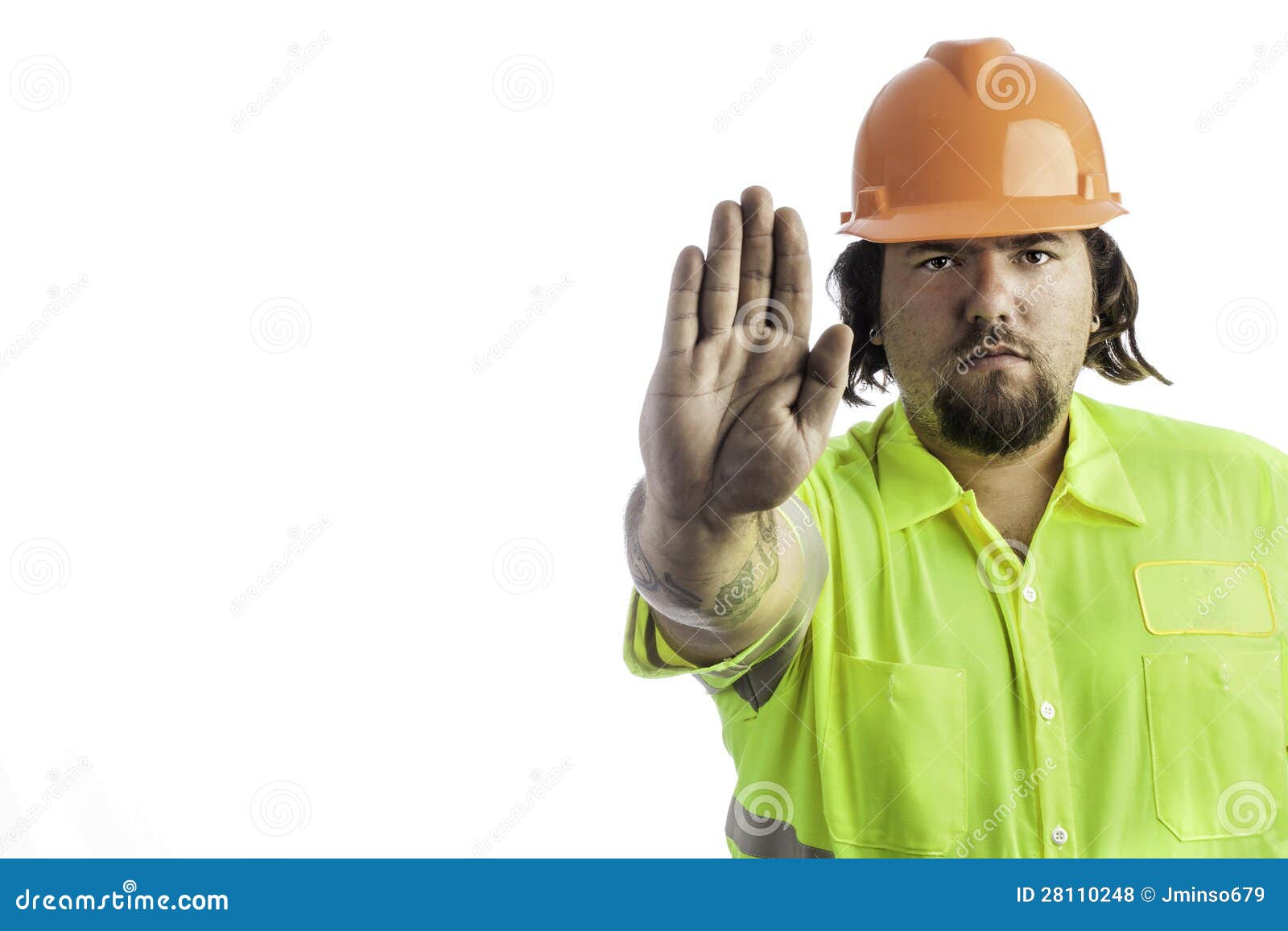 Construction Worker with Hand Out Stock Photo Image of protection