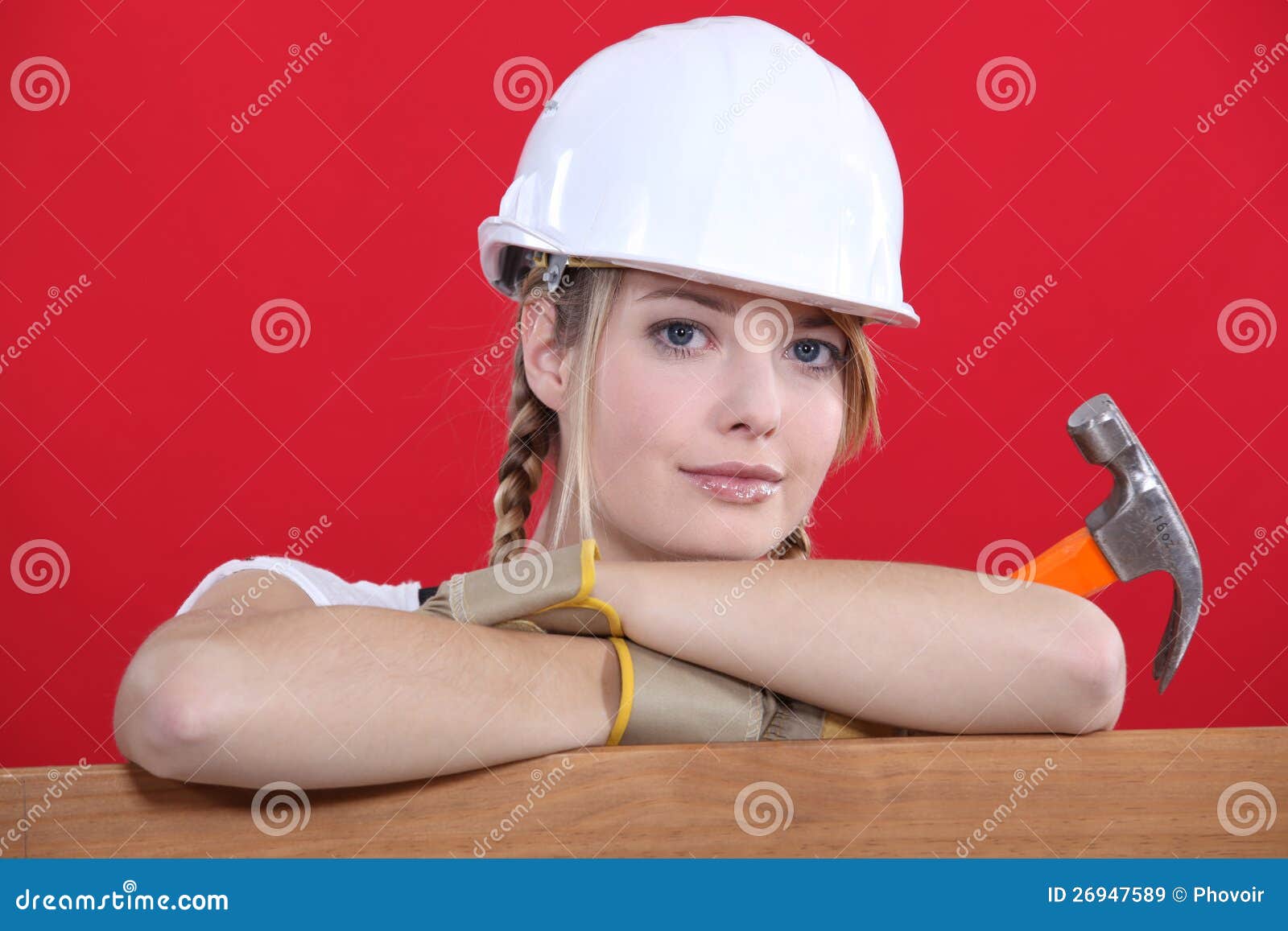 Construction Worker Holding Hammer Stock Image Image Of