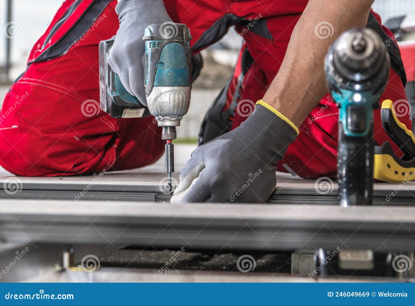 Composite Patio Deck Installation Stock Photography