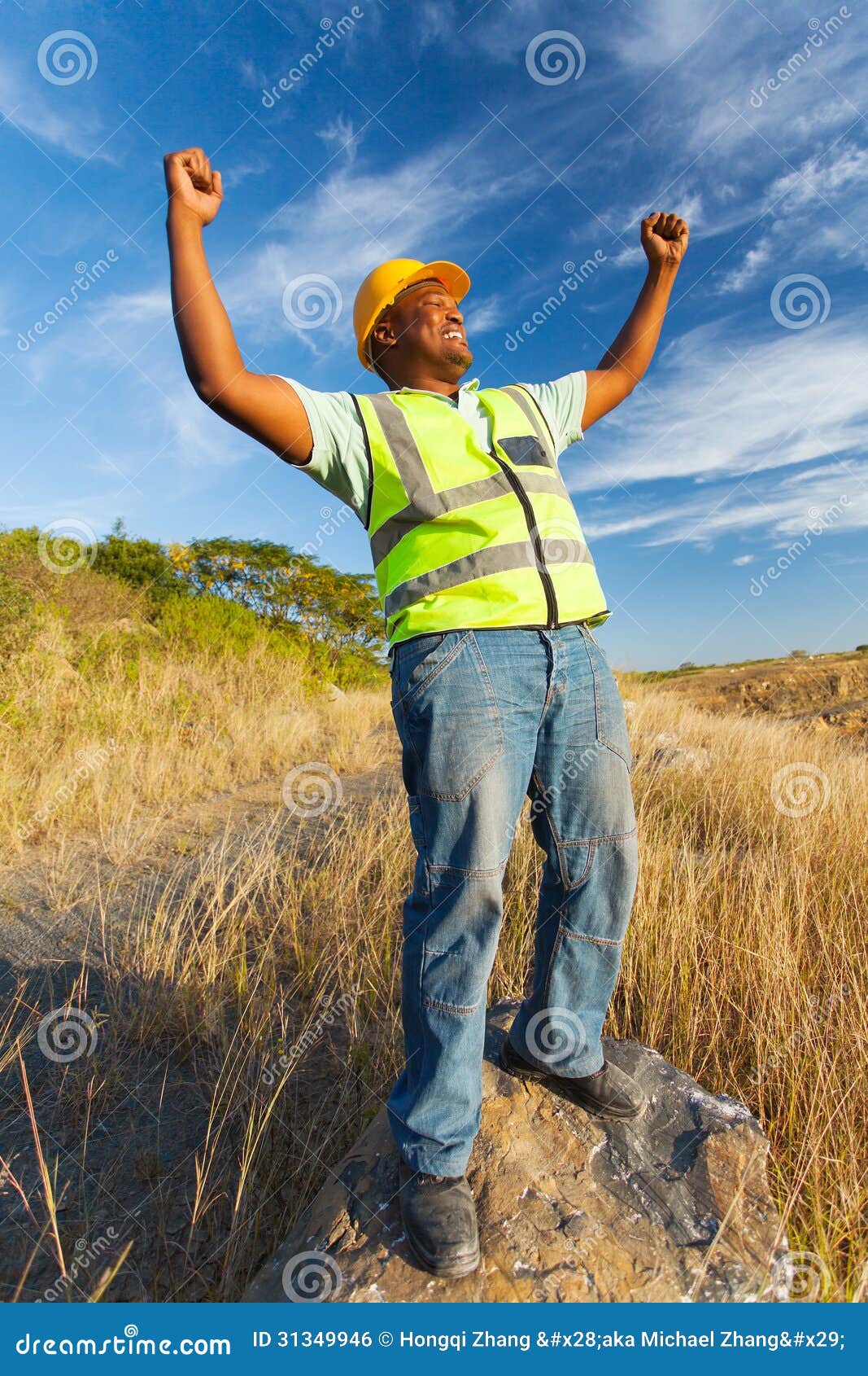 Construction Worker Outdoors Stock Photo Image of celebrate, adult