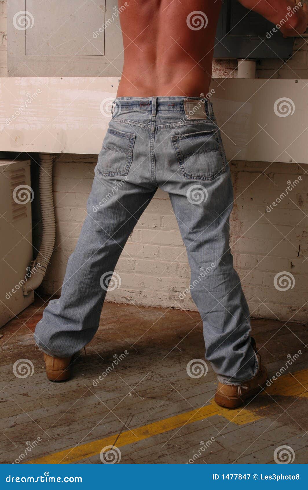 Male Muscle In Jeans Rear View Stock Image Cartoondealer