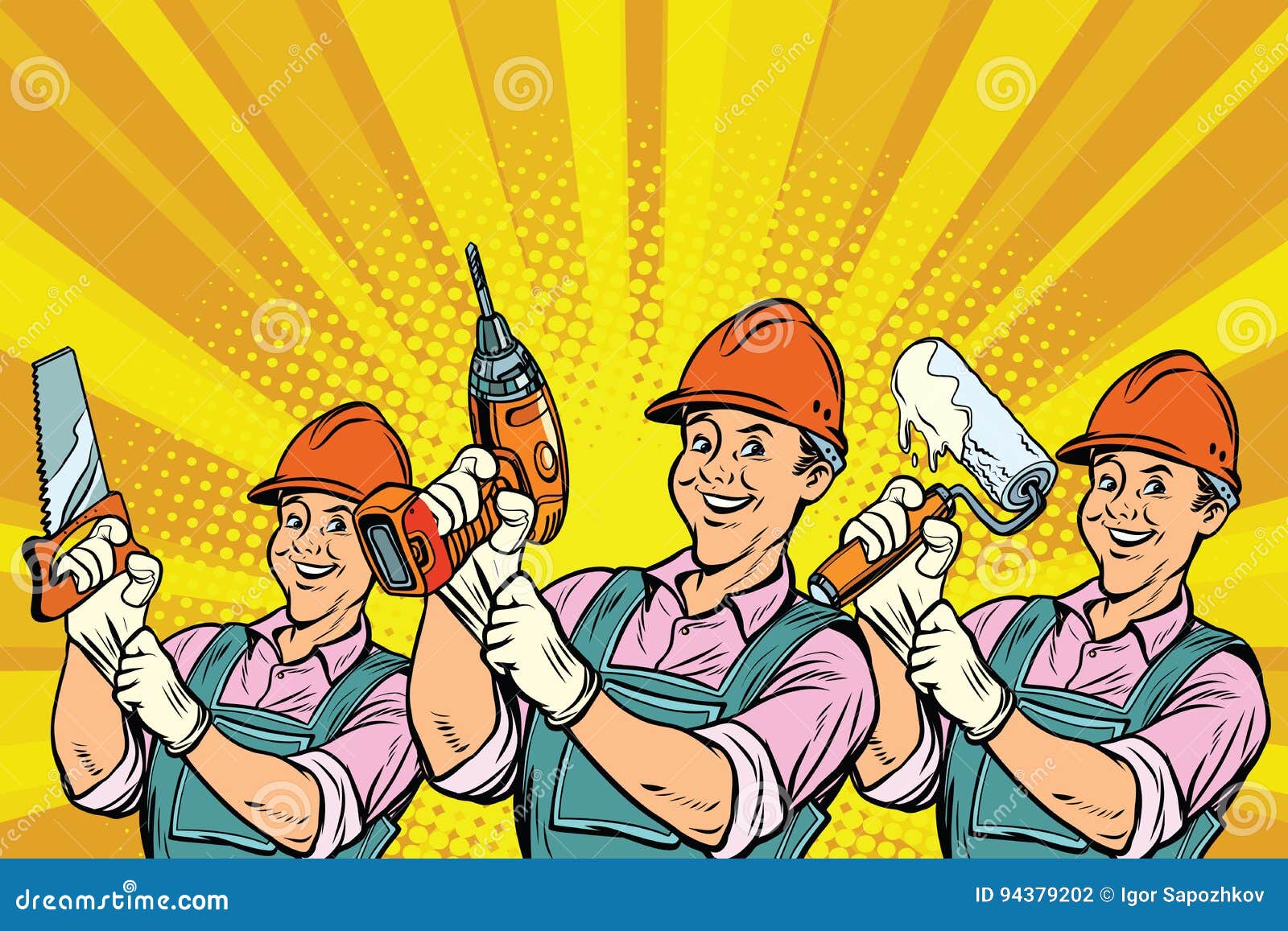 Construction Worker with the Repair Tools Stock Vector - Illustration ...