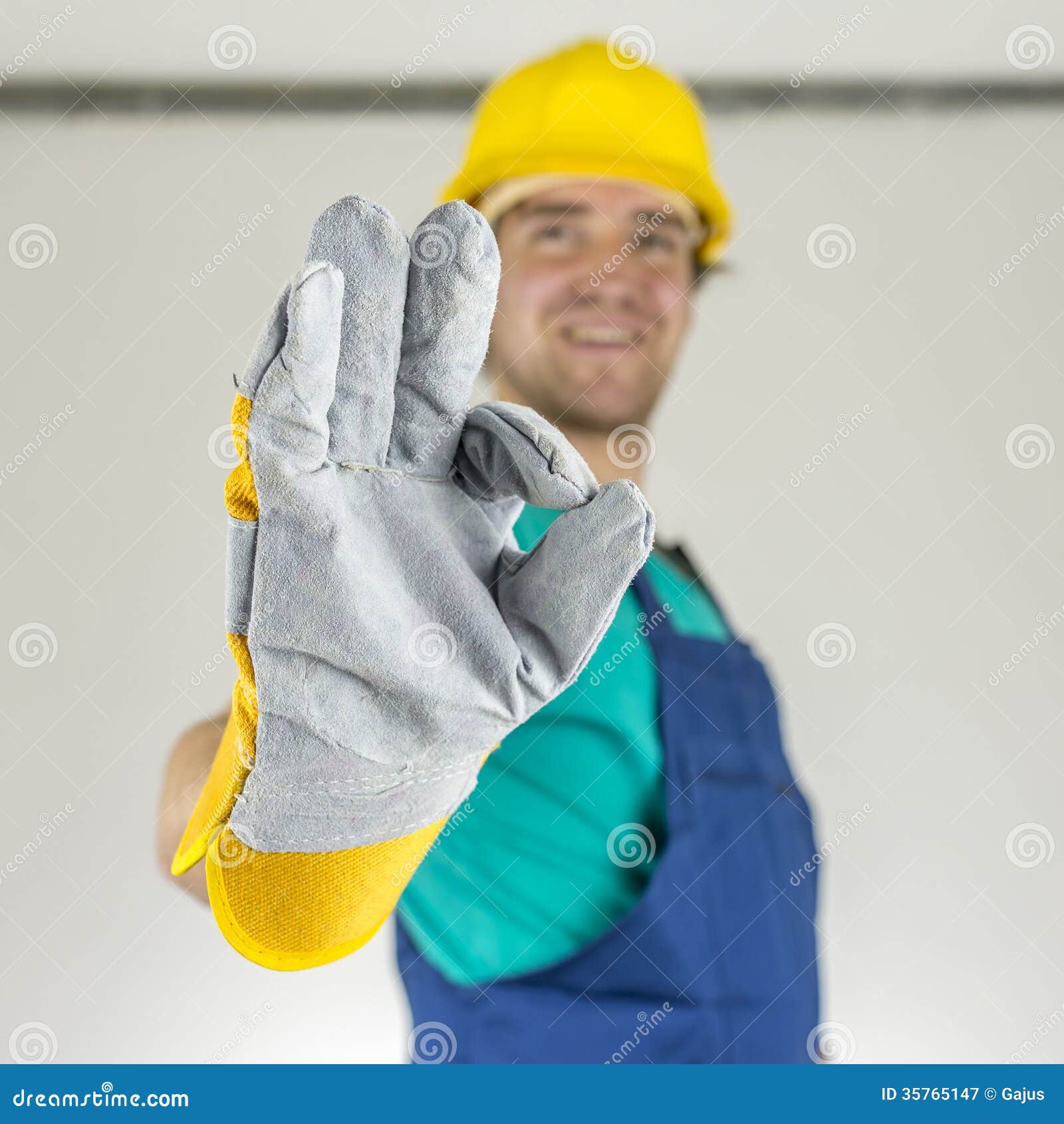 Construction Worker Showing Ok Sign Stock Image - Image of contractor ...