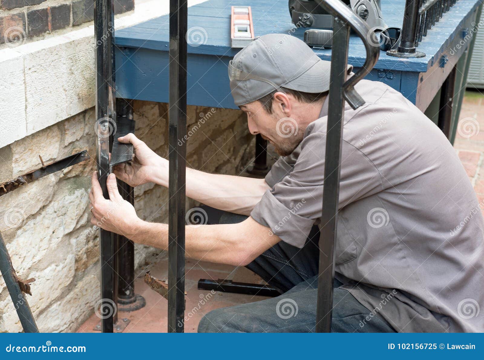 Worker Positioning Angle Iron Support Stock Image Image of industry