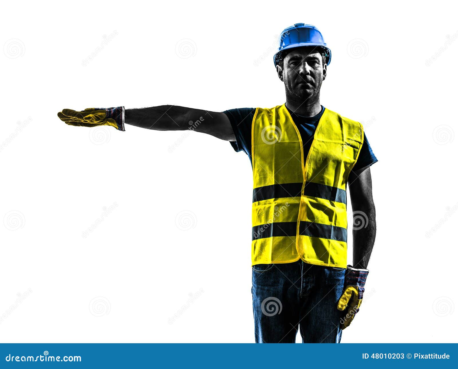 construction worker signaling safety vest silhouette
