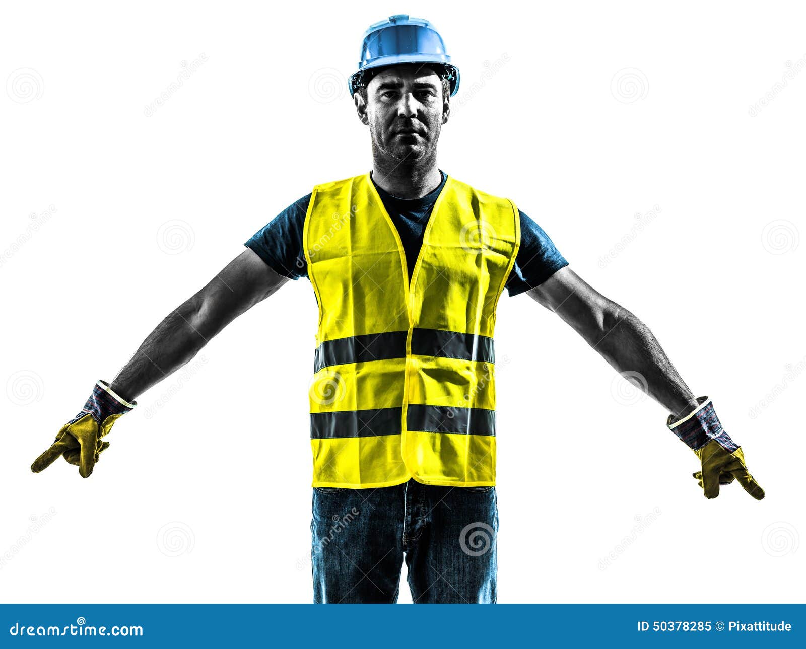 construction worker signaling safety vest silhouette