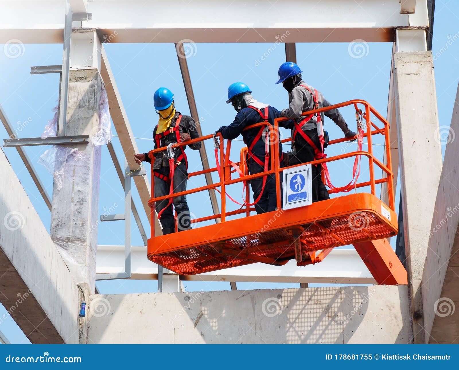 Man Working on the Working at Height on Construction Editorial Image