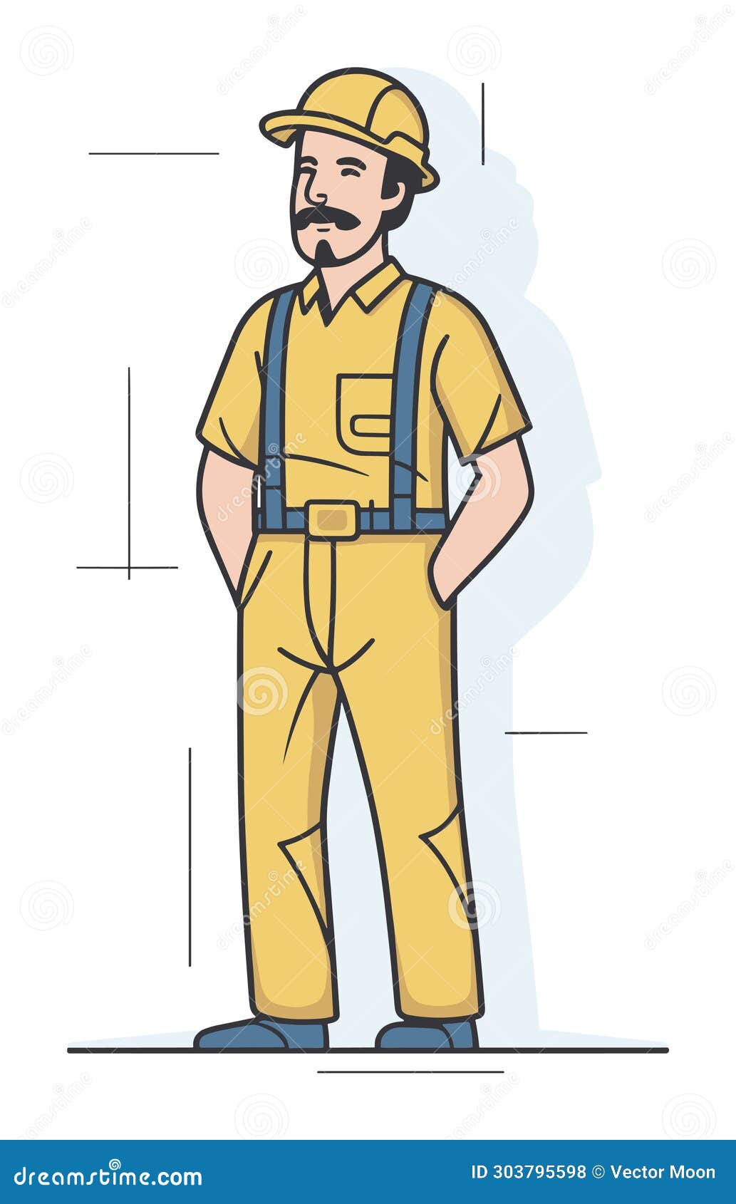 Construction Worker Standing with Safety Helmet and Uniform