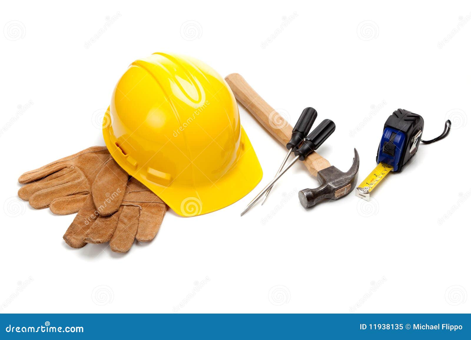 Construction Worker Supplies On White Royalty Free Stock Photo Image