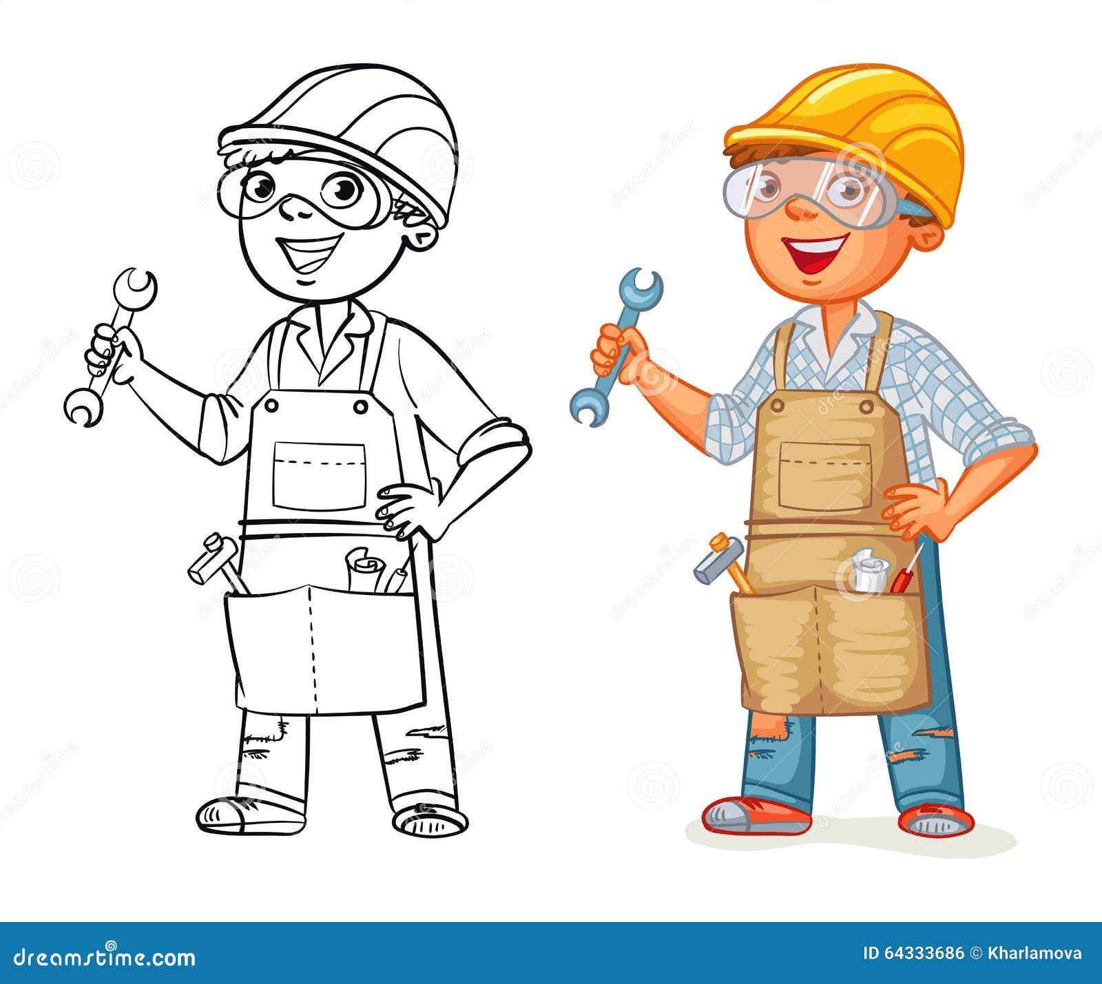 Construction Worker in Uniform Stock Vector - Illustration of hardhat