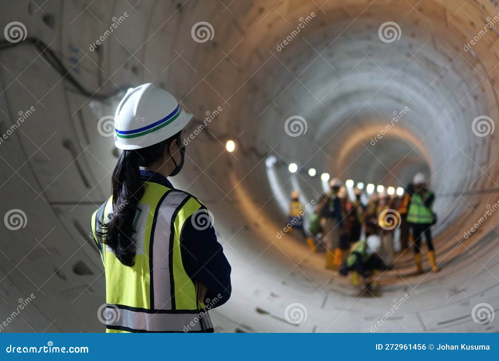 Construction Workers at the Jakarta MRT Tunnel Phase 2 Project
