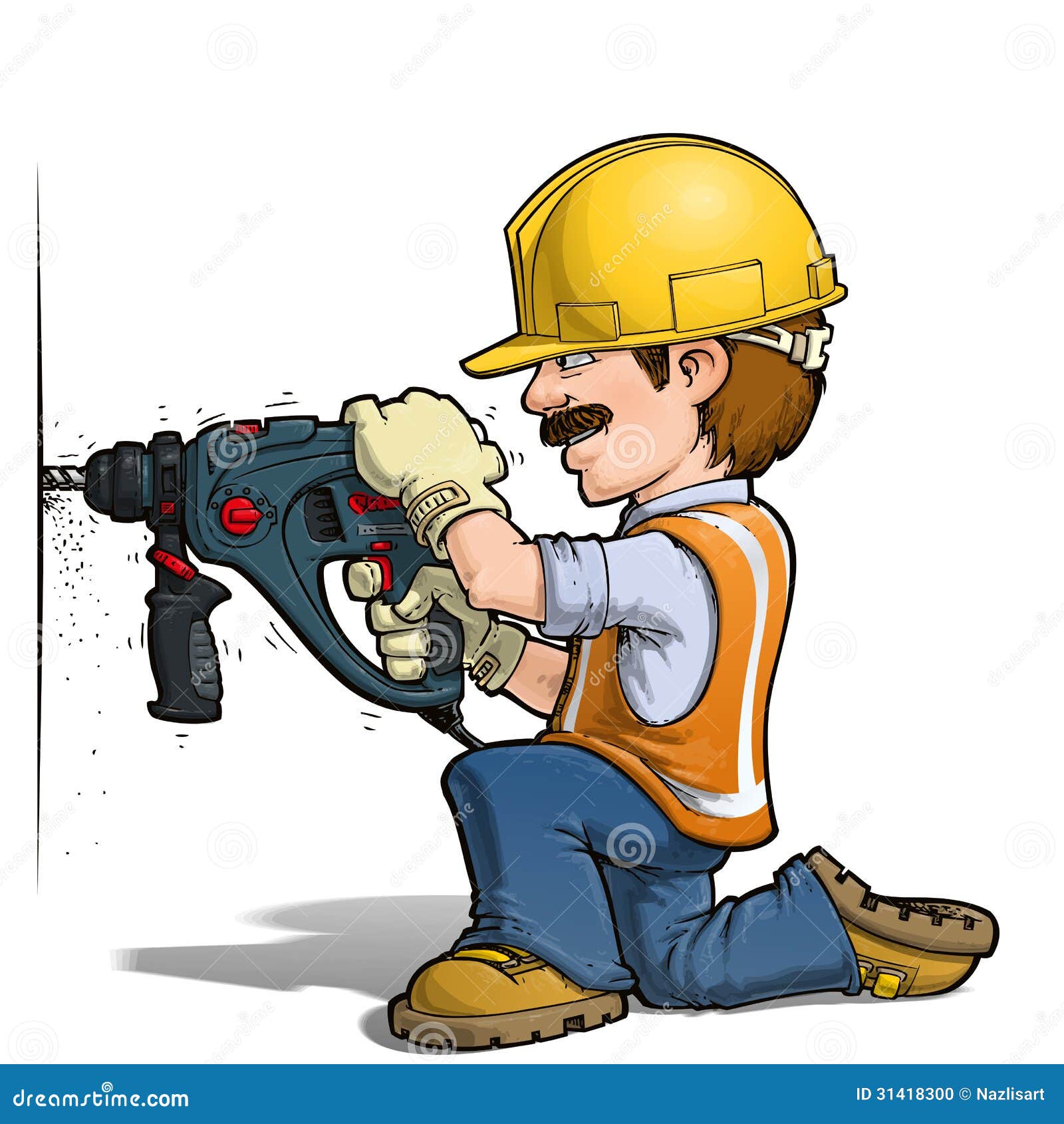 Construction Workers - Nailling Stock Vector - Illustration of safety,  smile: 31418300