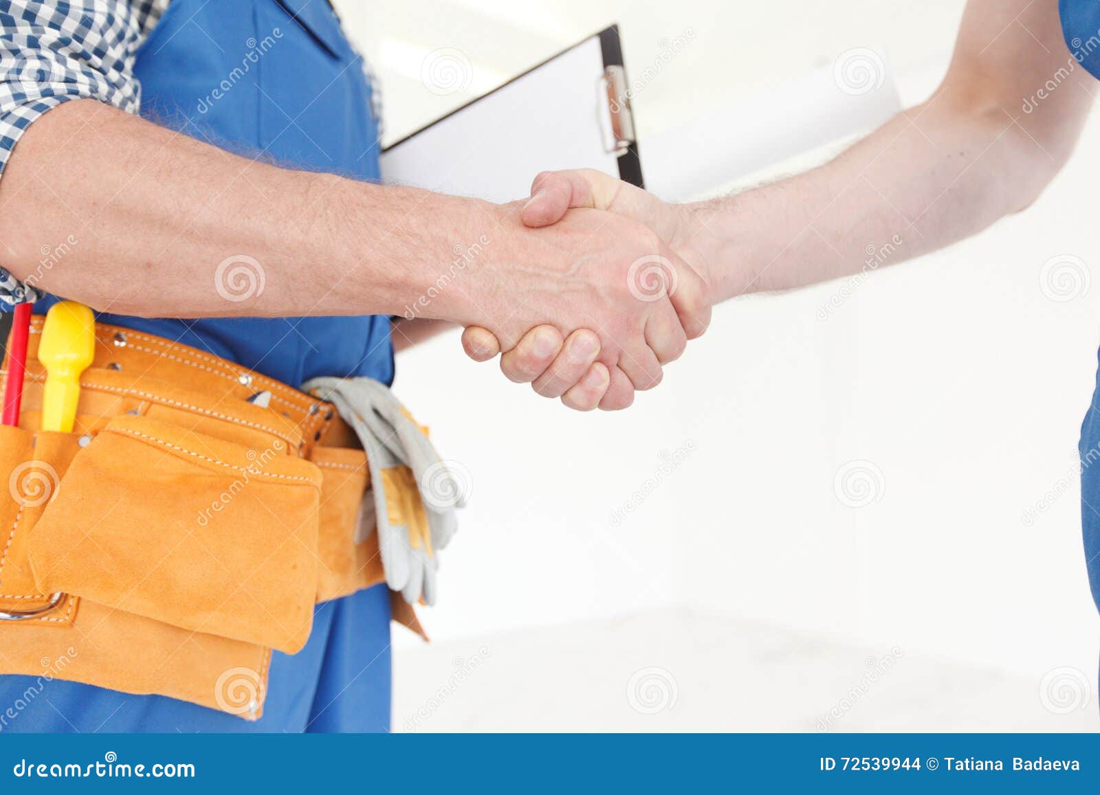 Construction Workers Shaking Hand Stock Photo Image of uniform