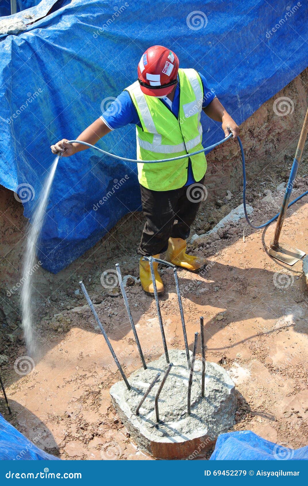 Construction Workers Spraying The Anti Termite Chemical ...