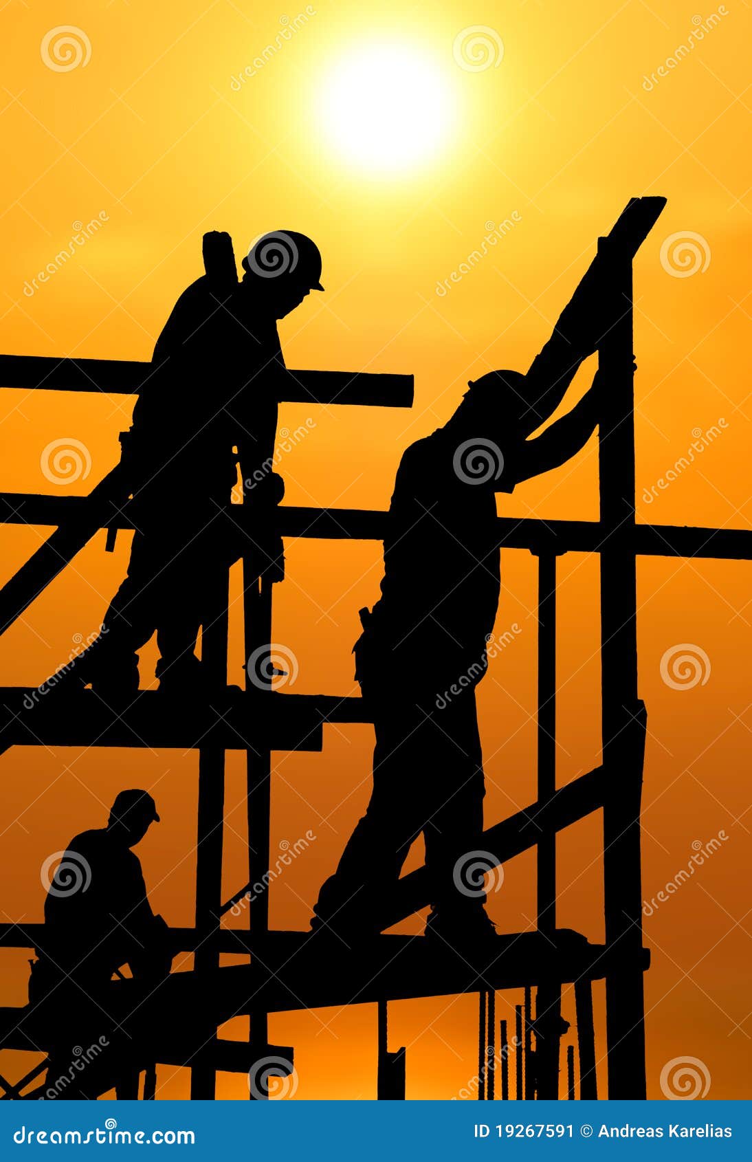 Construction Workers Under a Hot Blazing Sun Stock Image Image of