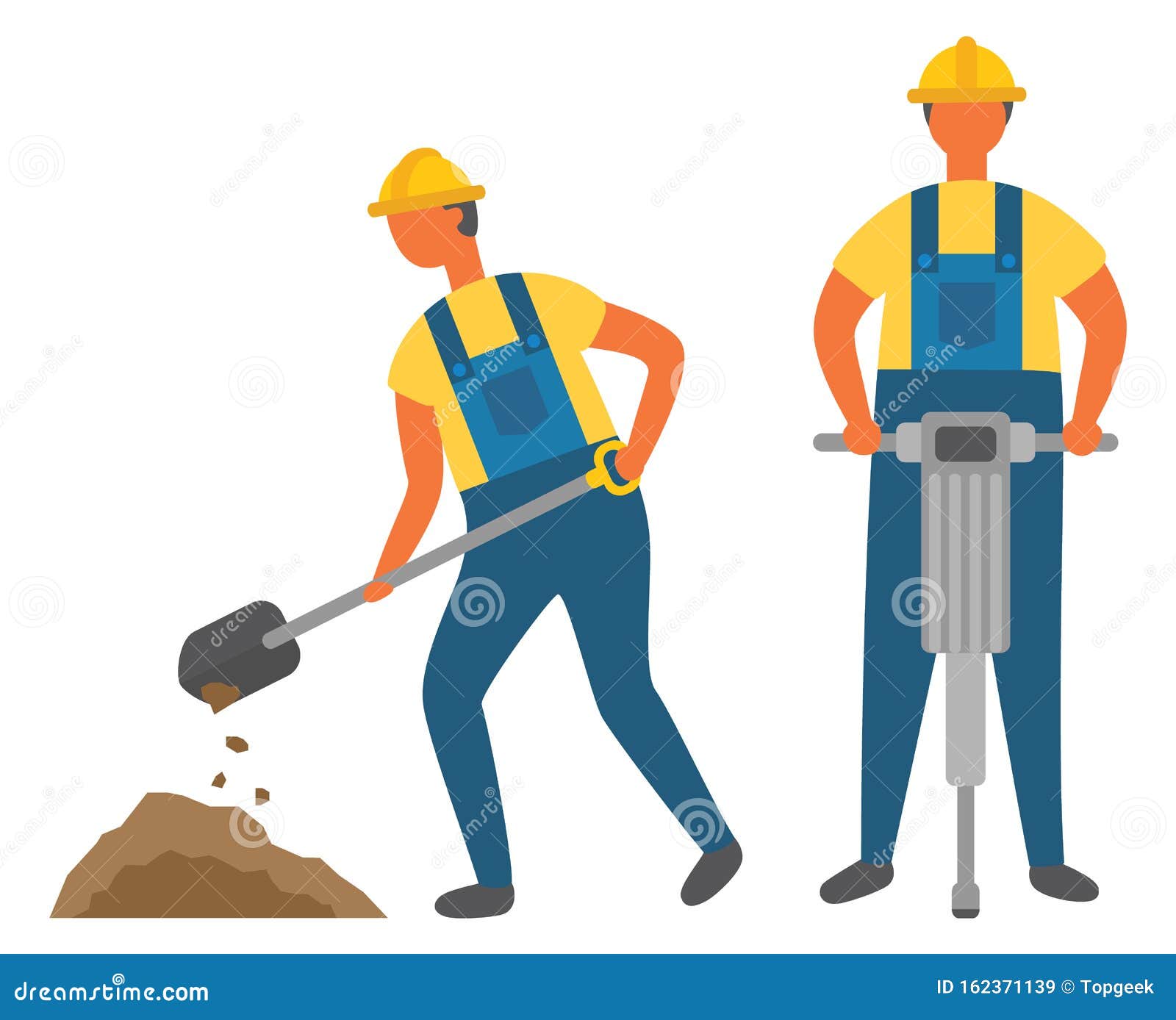 Construction Works, Digging and Drilling Ground Stock Vector