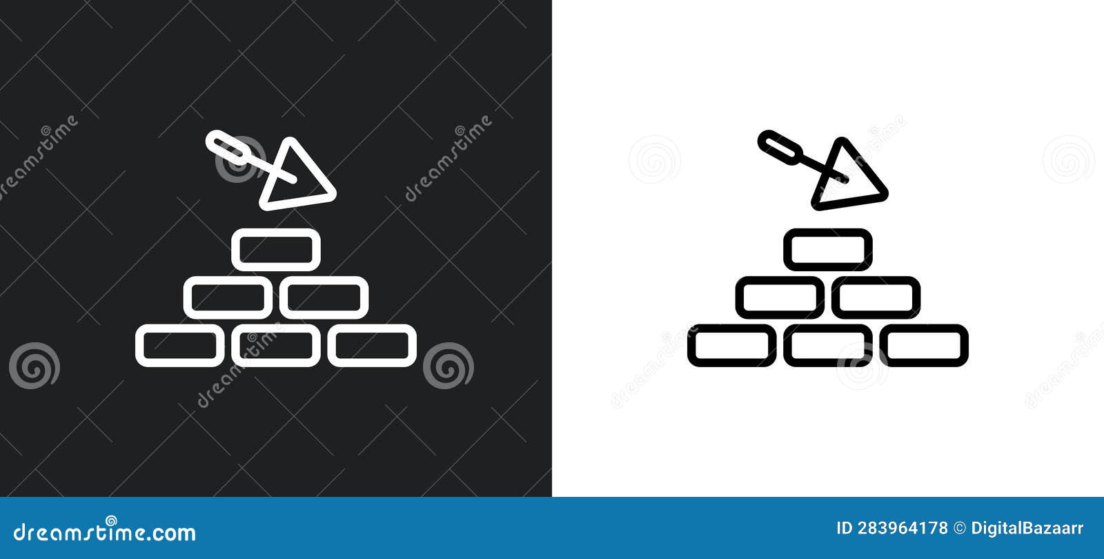 construction works outline icon in white and black colors. construction works flat  icon from construction collection for