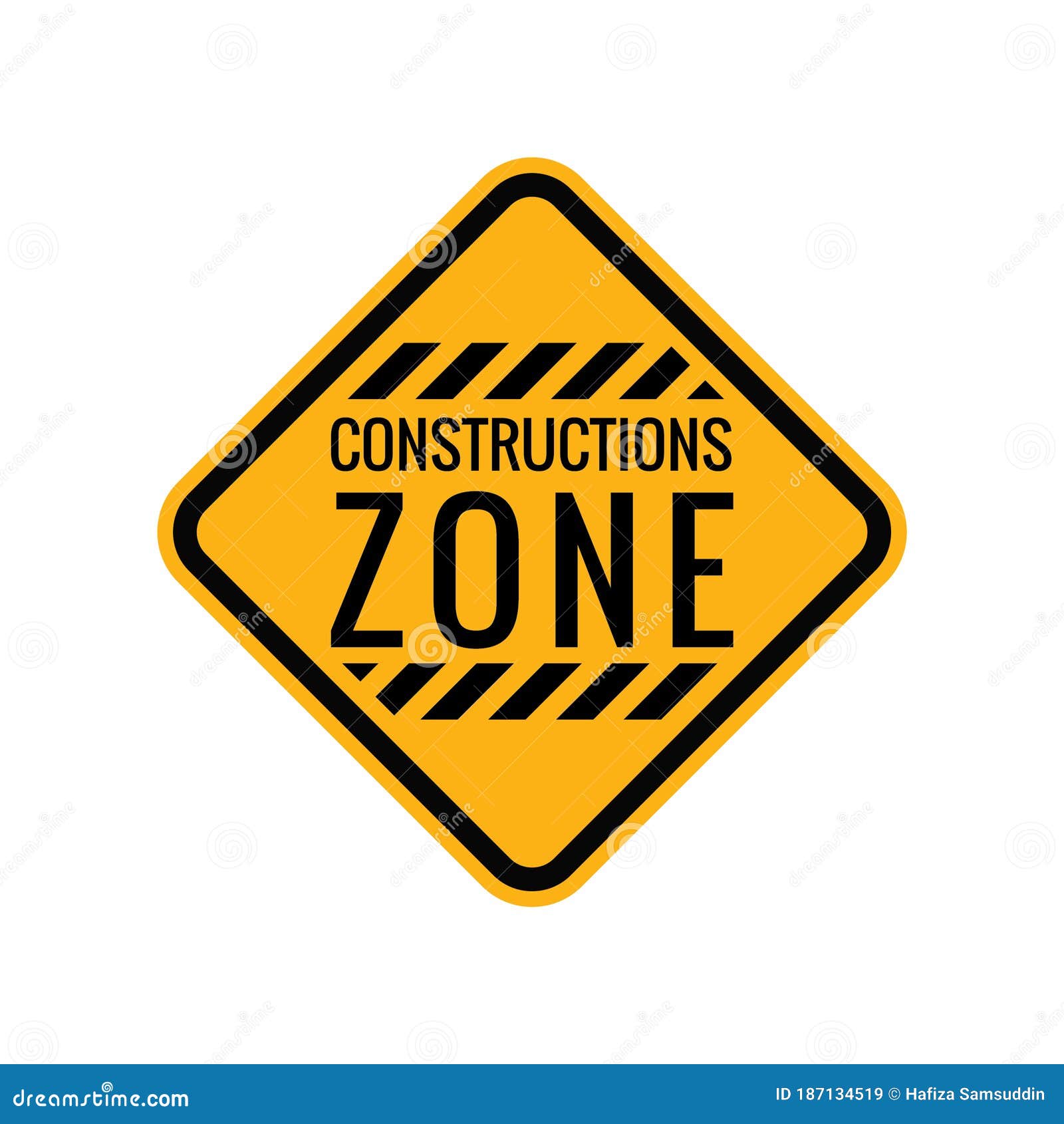 Construction Zone Sign. Vector Illustration Decorative Design Stock Vector Illustration of