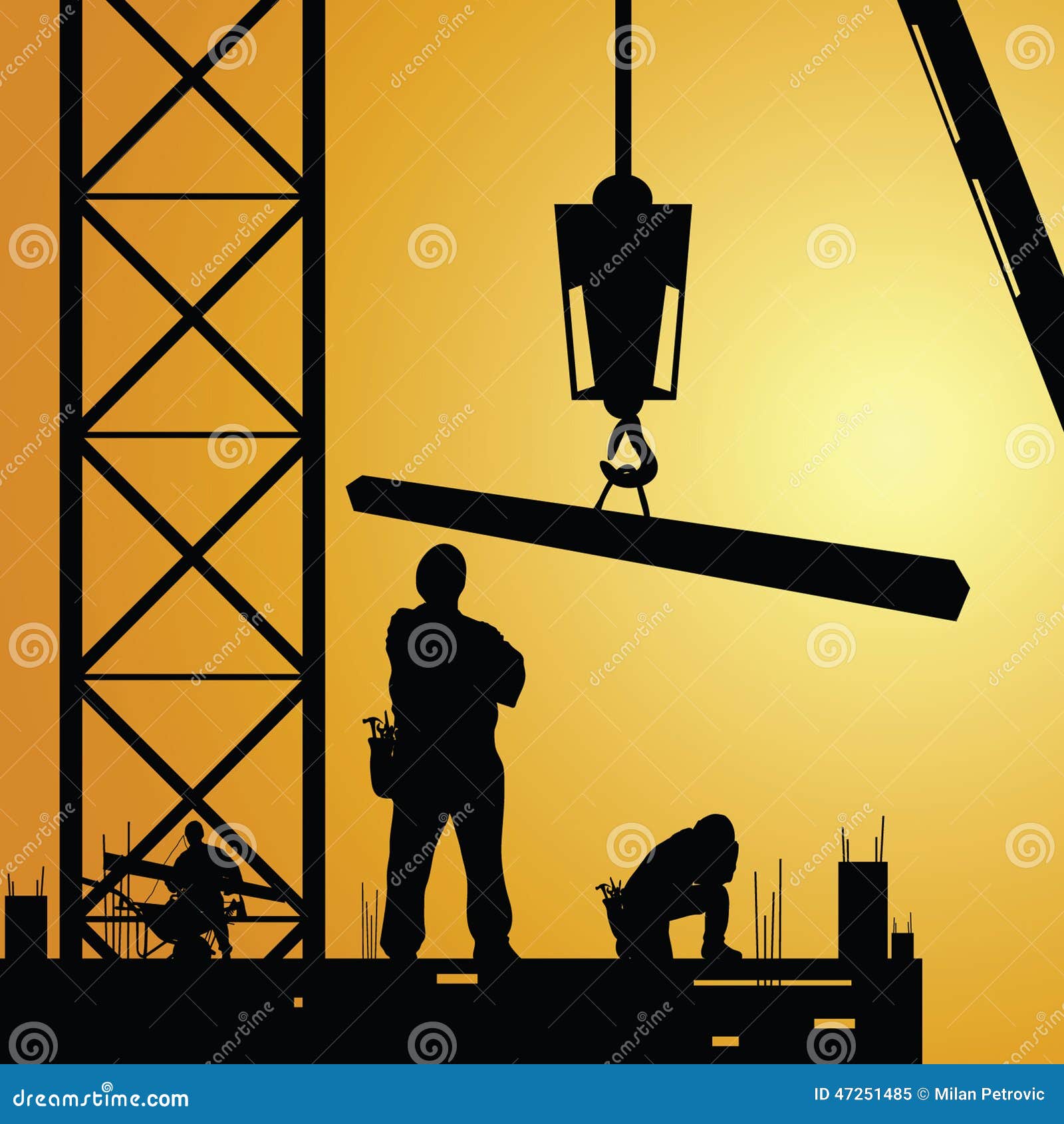 constuction worker at work with crane