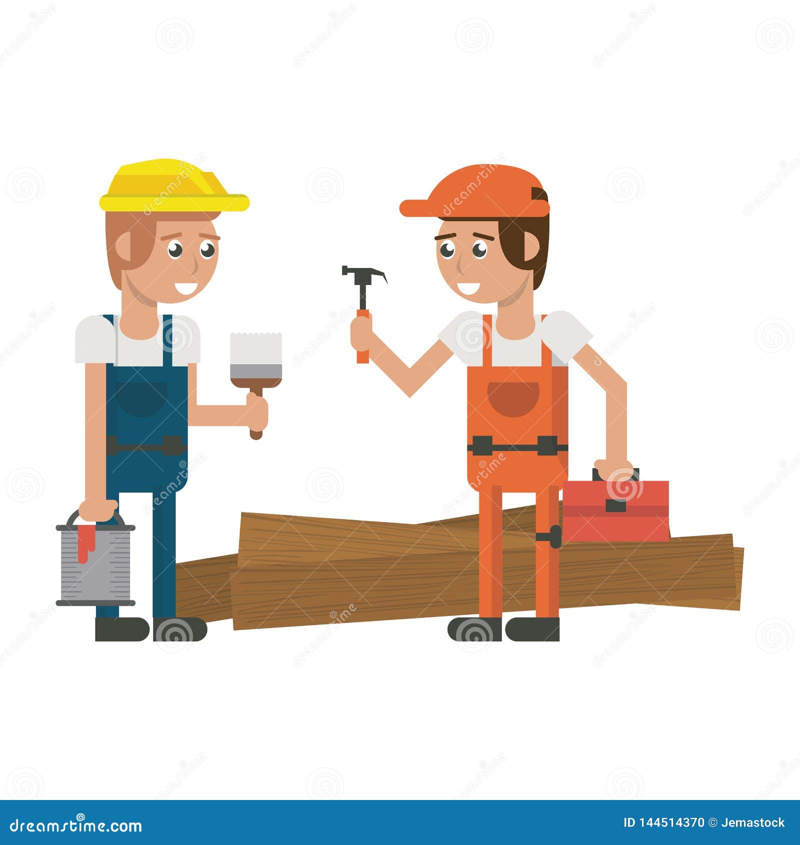 constuction workers geometric cartoons