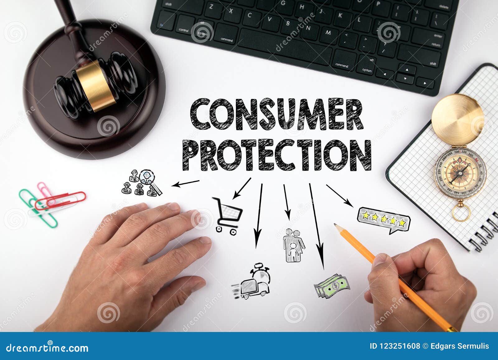 consumer protection, law and justice concept