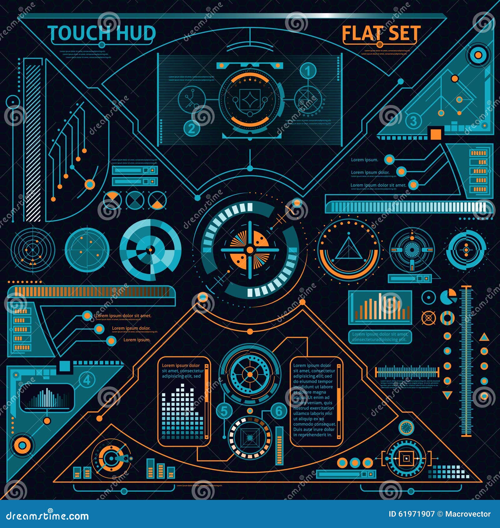 Contact HUD Set illustration de vecteur. Illustration du fond 61971907