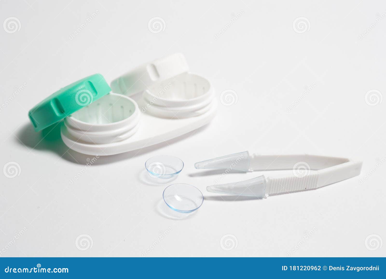 Contact Lenses, Tweezers and Lens Storage Container on the Table Stock Photo Image of bottle