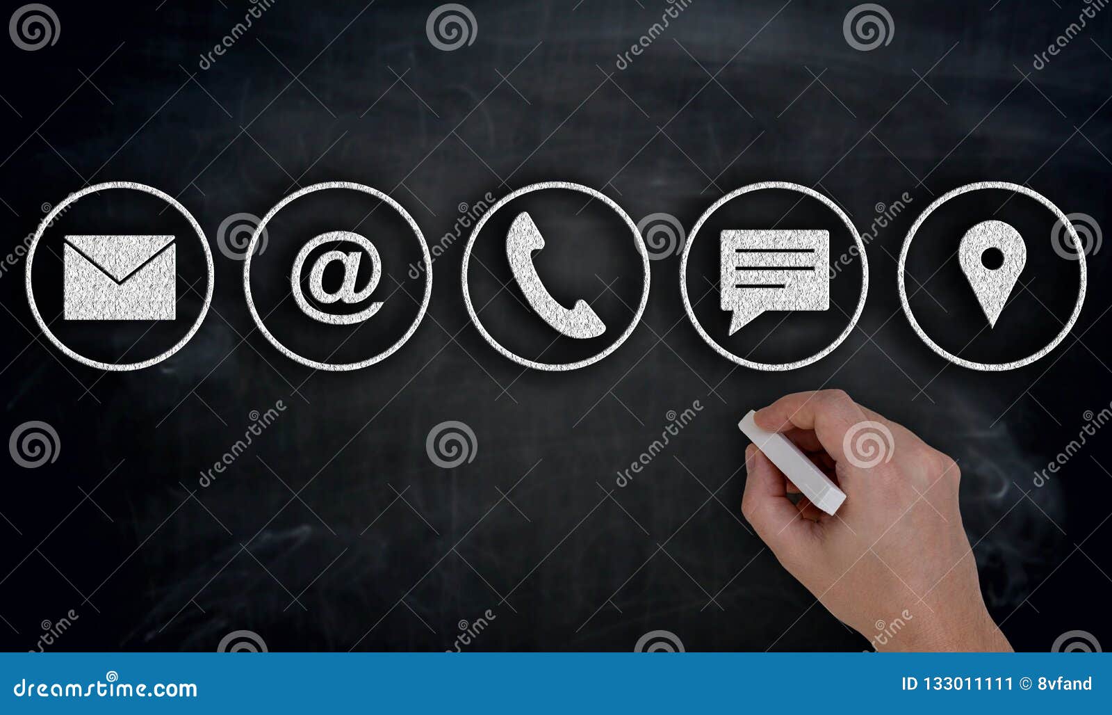 Contact Options with Chalk Painted on Blackboard Stock Image Image of