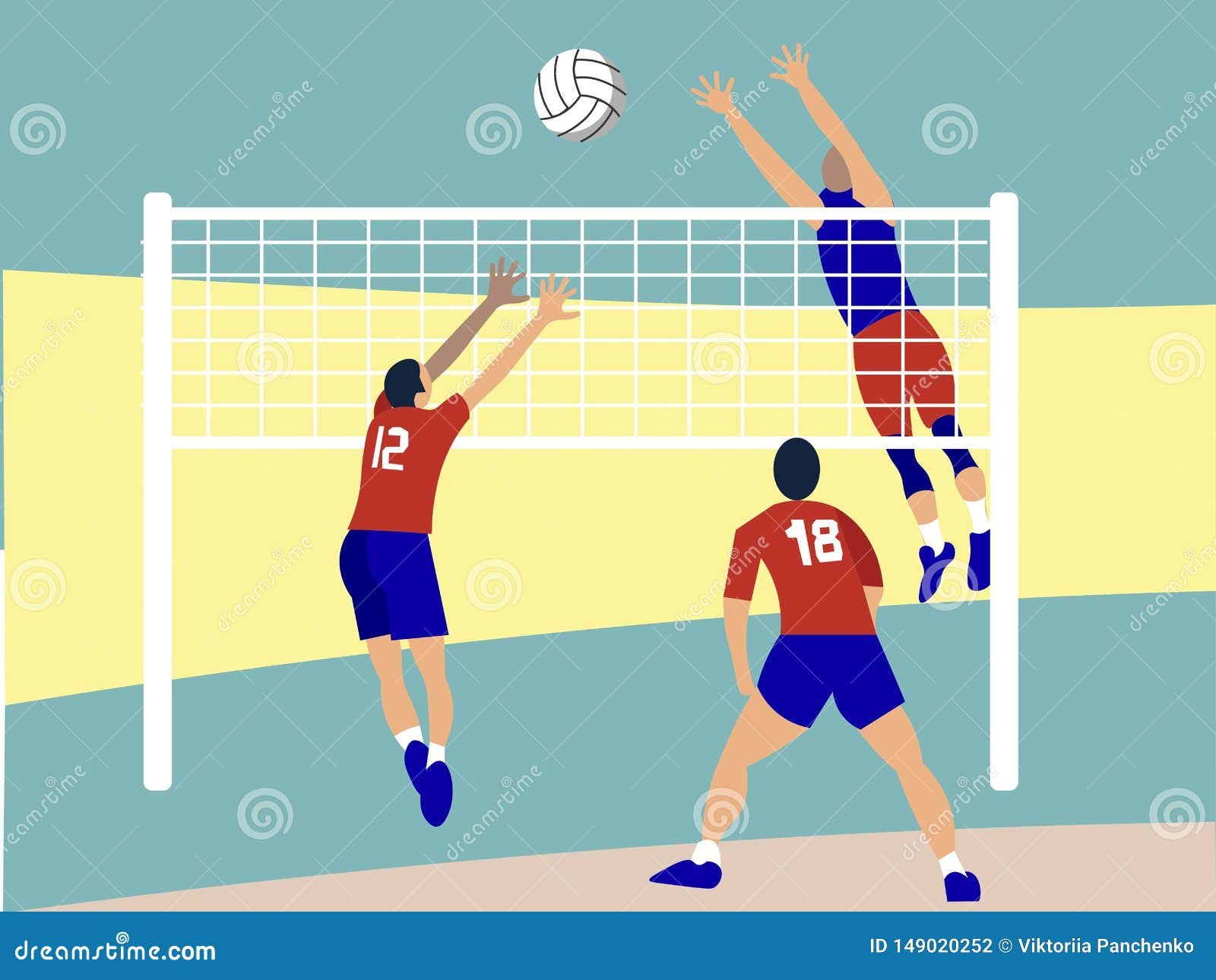 Contact Sport, Volleyball. in Minimalist Style Cartoon Flat Vector ...