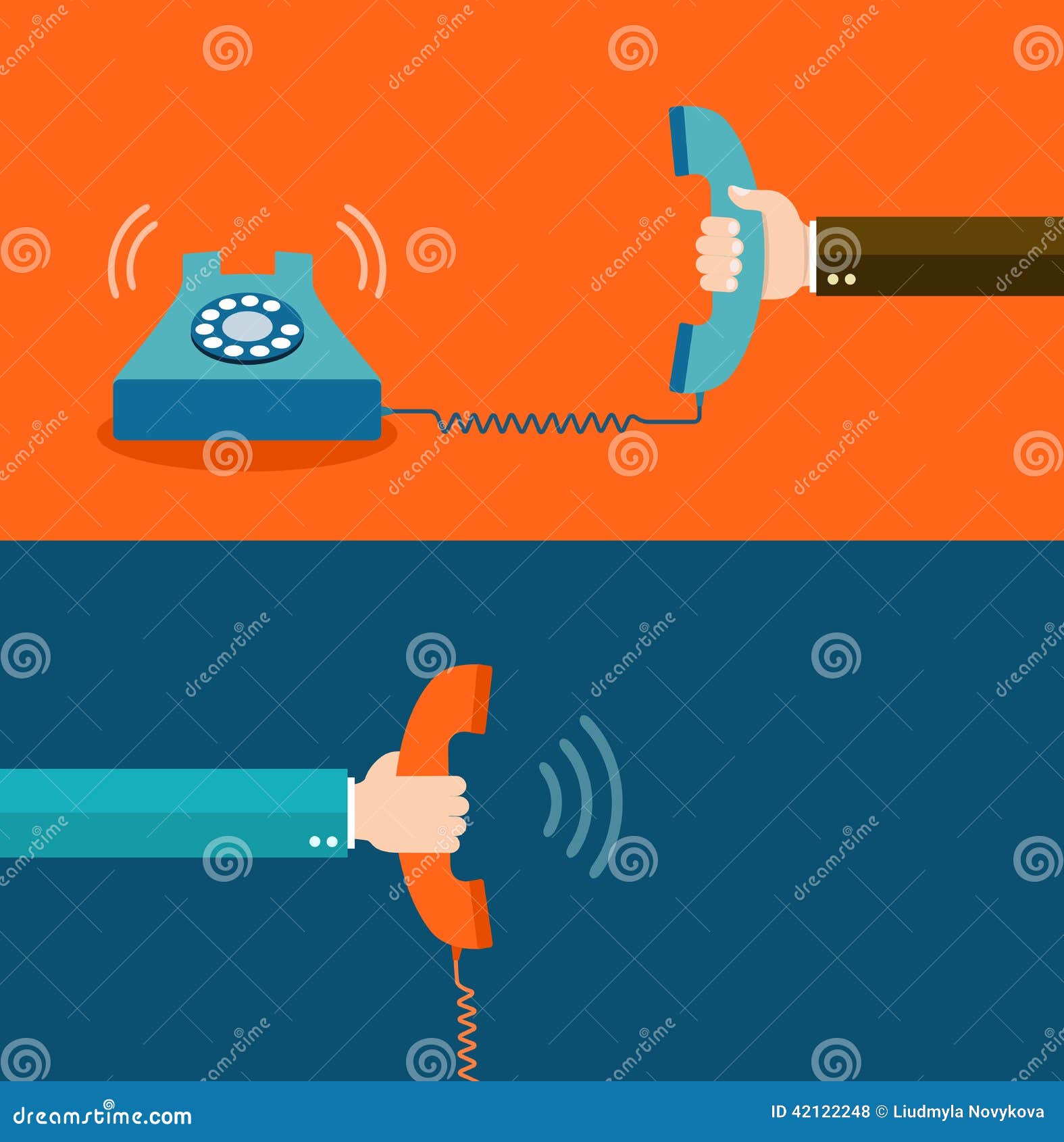 Contact Us Flat Illustration Stock Vector - Illustration of operator ...