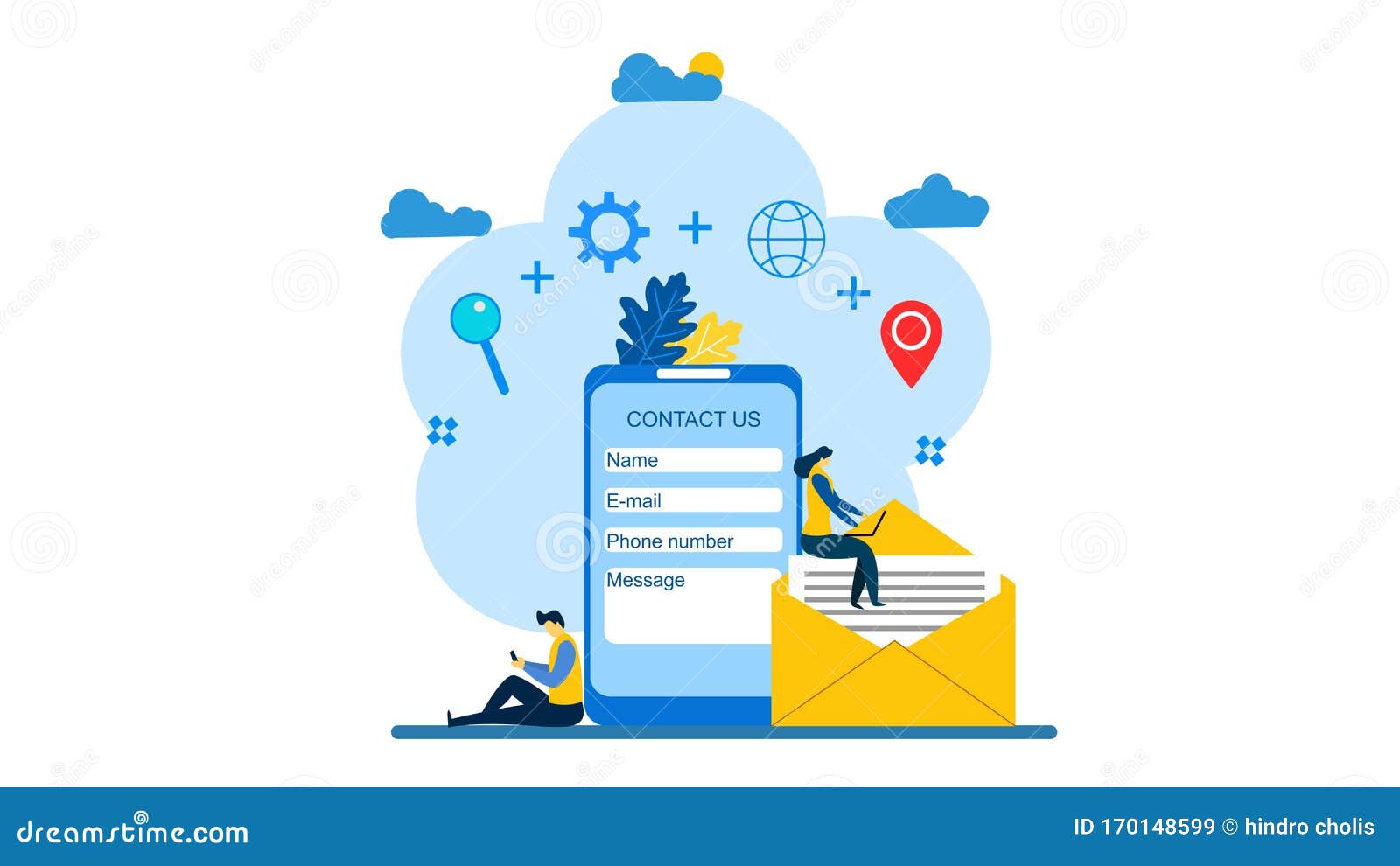 Contact Us Flat Vector Illustration Stock Vector - Illustration of people, illustrationn: 170148599 Contact Us Flat Vector Illustration Stock Vector - Illustration of people, illustrationn: 170148599