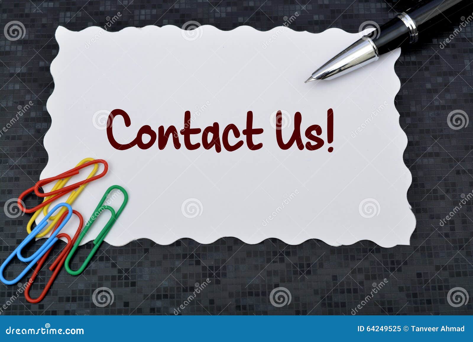 Contact Us Icon with Pen and Paper Pins Stock Image Image of