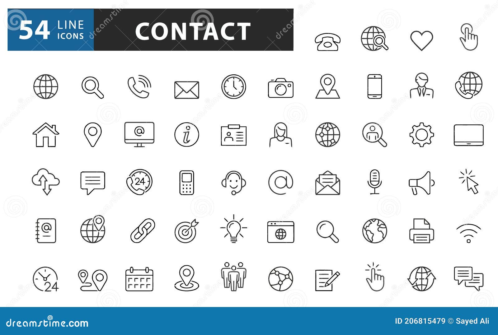 Contact Us Icons. Contact Glyphs Icon Set on White Background. Phone,  Smartphone, Email, Location, House, Globe, Address, Chat Stock Illustration  - Illustration of communication, phone: 206815479