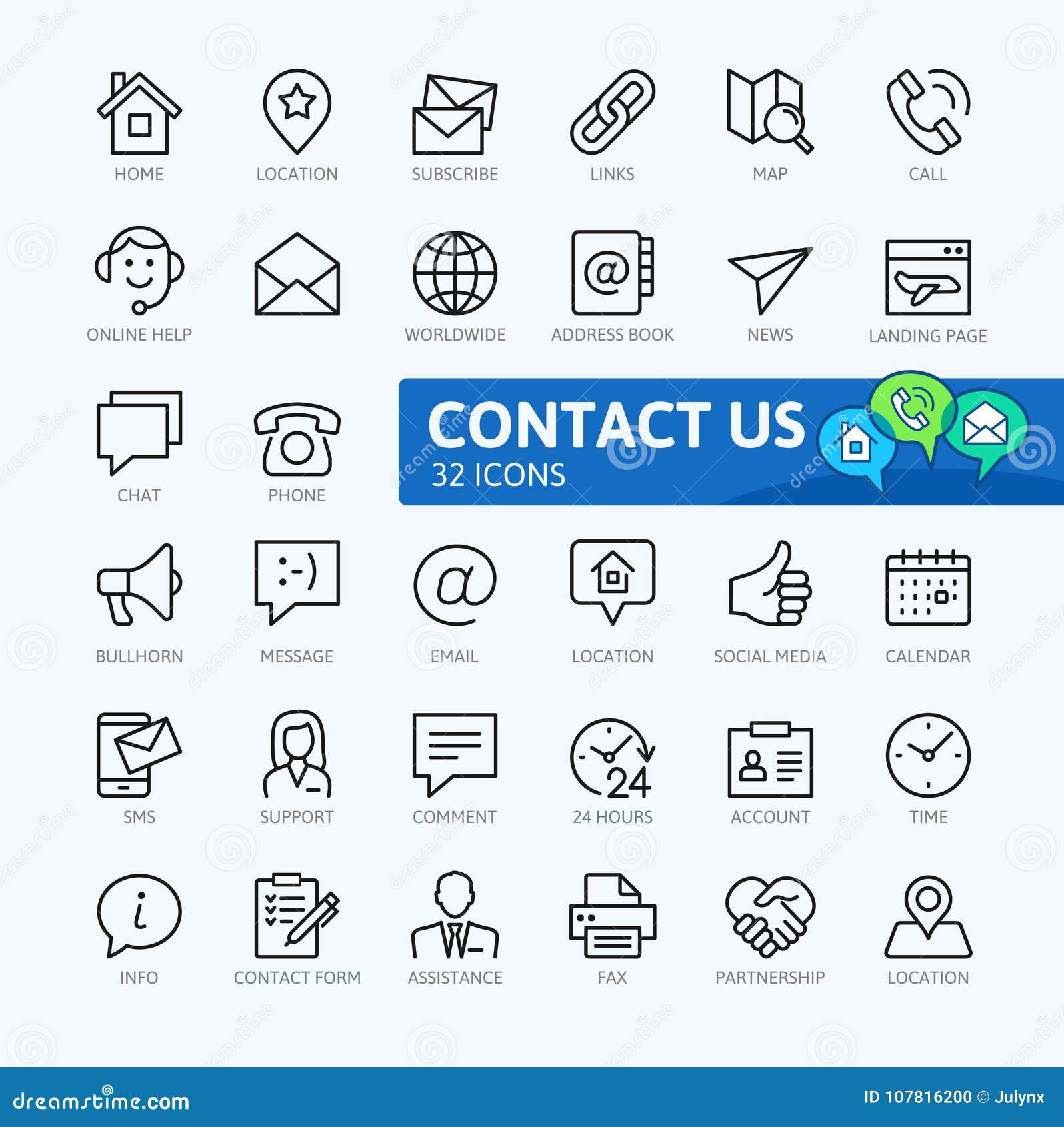 contact us - minimal thin line web icon set.