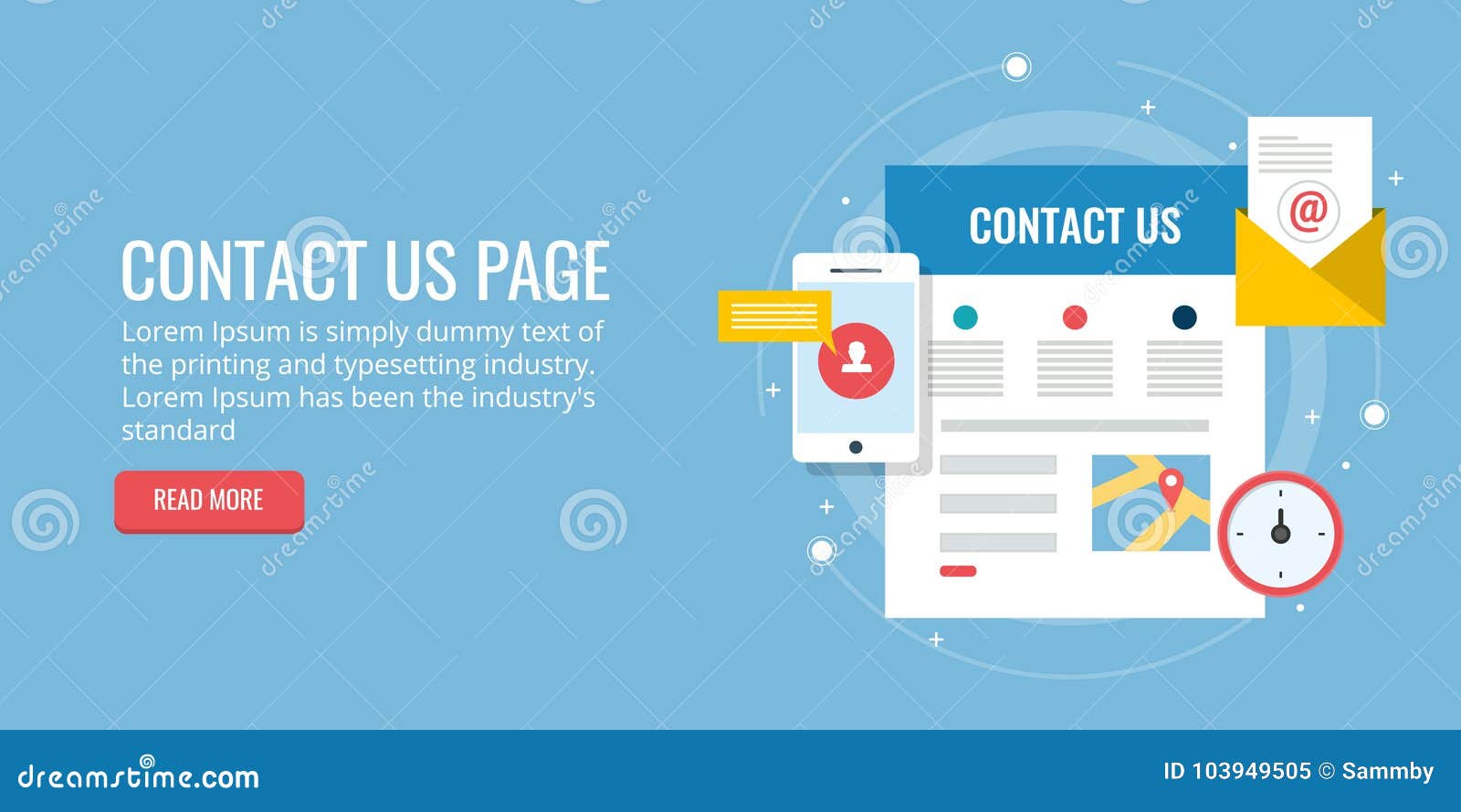 Contact Us Page Inquiry Form Email Contact Map Concept. Flat Contact Us Page Inquiry Form Email Contact Map Concept. Flat