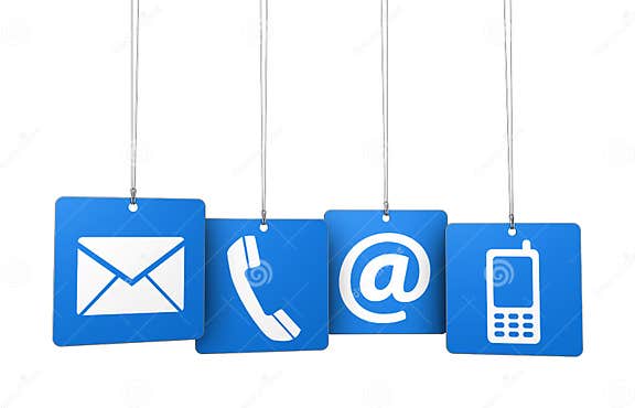 Contact Us Web Icons on Blue Tags Stock Illustration - Illustration of ...