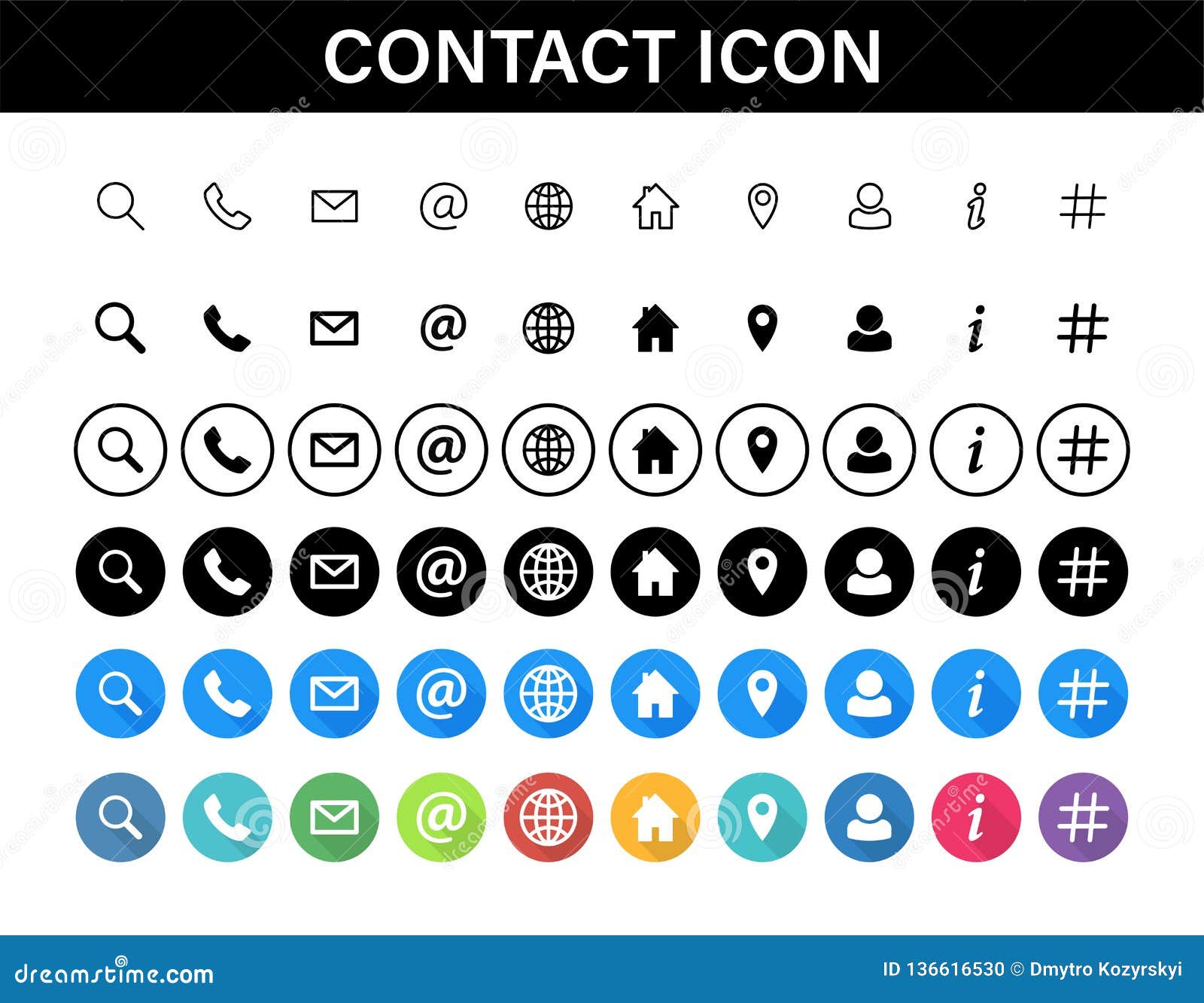 contacts icon set. collection social media or communication s. contact, e-mail, mobile phone, message. 