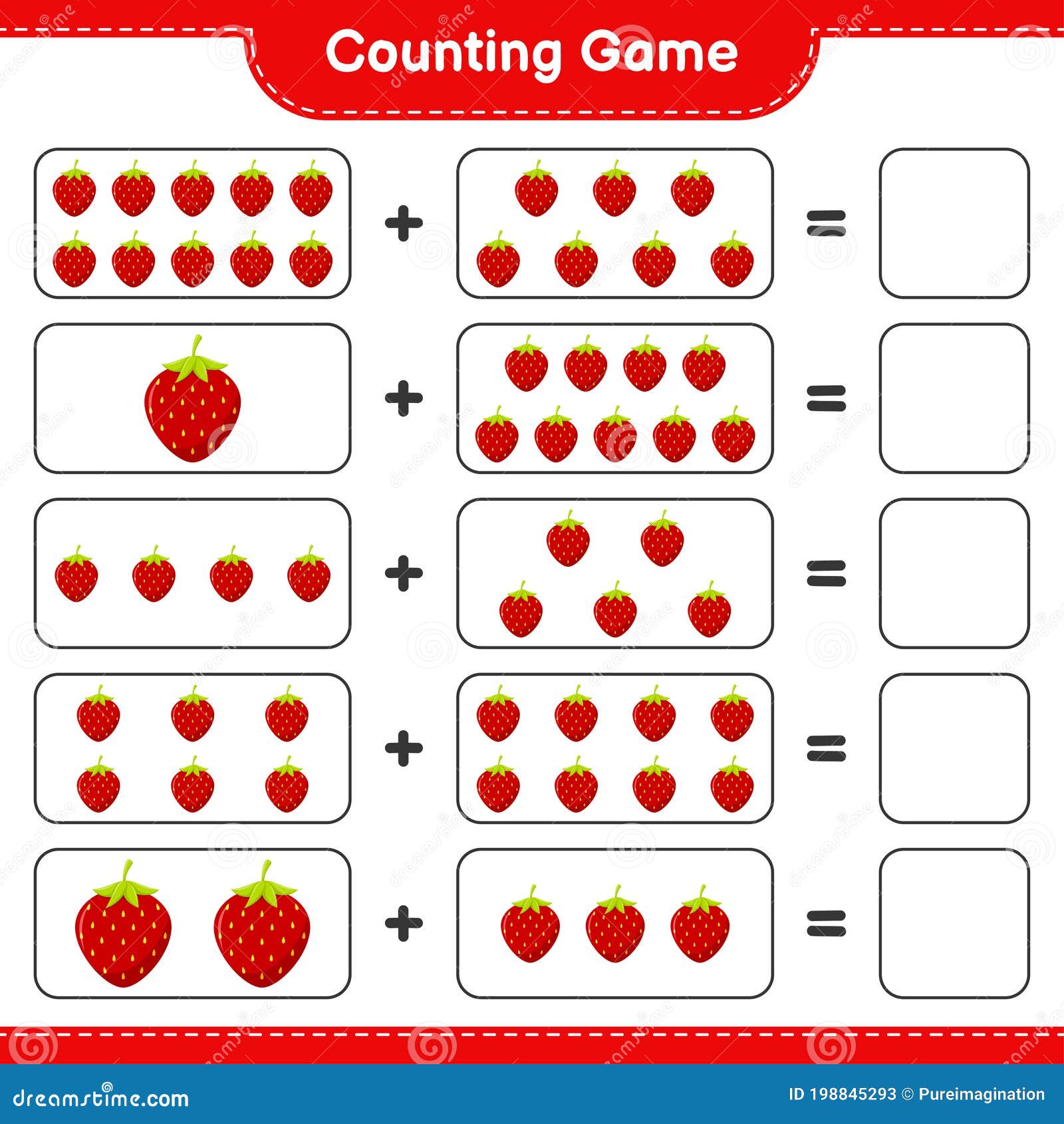 Quantos jogos de contagem com morango. planilha para crianças em idade  pré-escolar, planilha de atividades para crianças, planilha para impressão