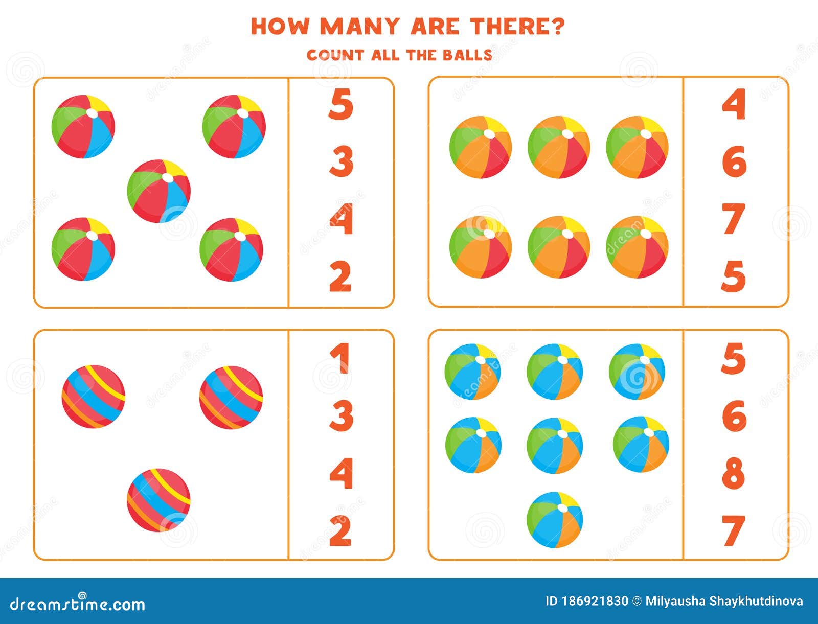 Contagem De Jogos Para Crianças. Conte As Diferentes Bolas