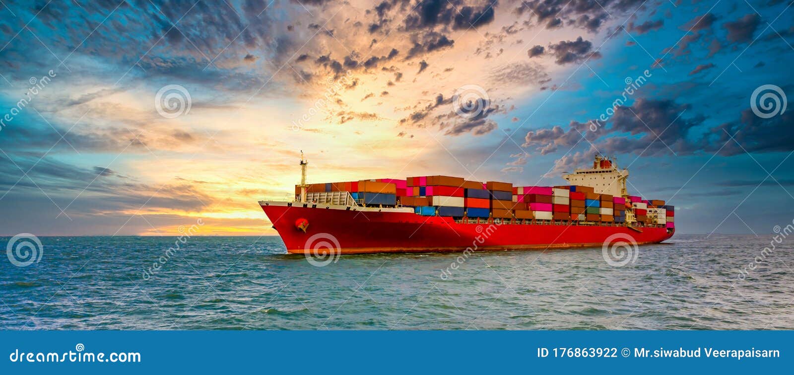 container cargo ship, freight shipping maritime vessel., global business import export commerce trade logistic and transportation