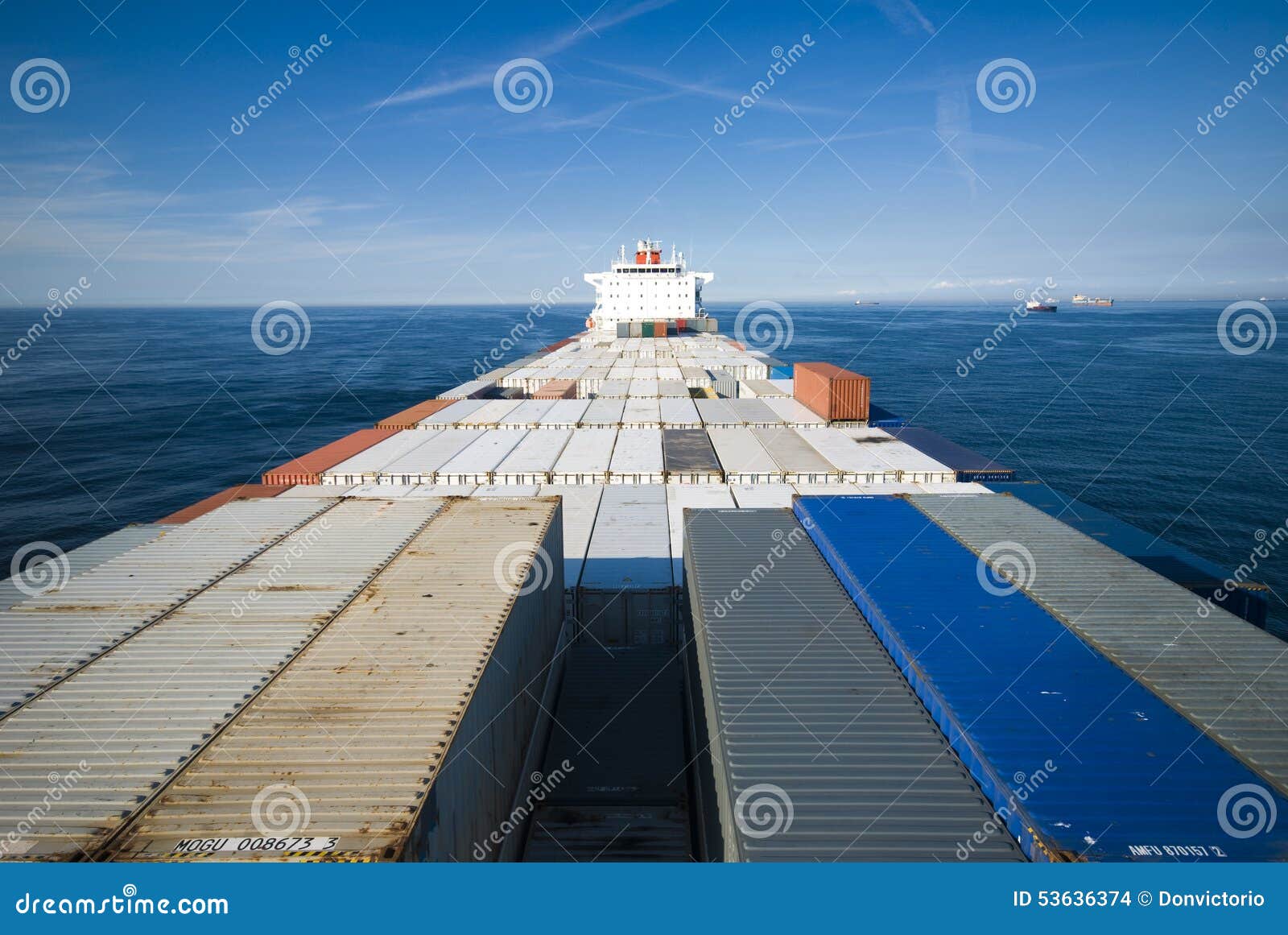 Container Cargo Ship and Horizon Stock Photo Image of shipping, port