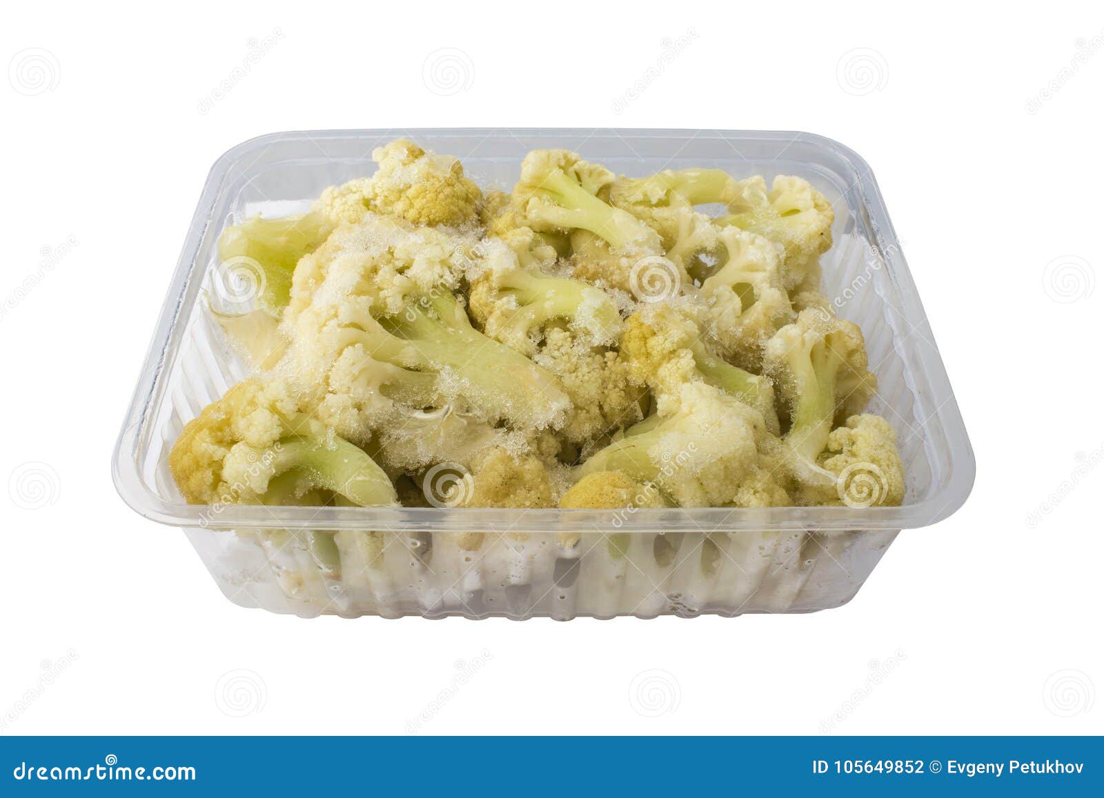 Container of Frozen Cauliflower Stock Photo - Image of frozen, colored ...