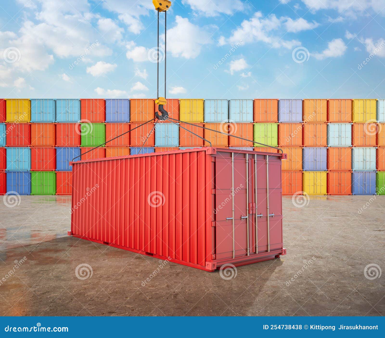 Container with Hook at Container Port Stock Illustration Illustration