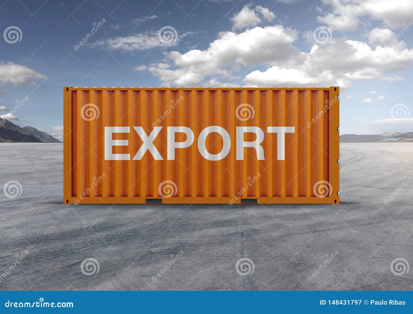 container in 3d.rendering, color orange