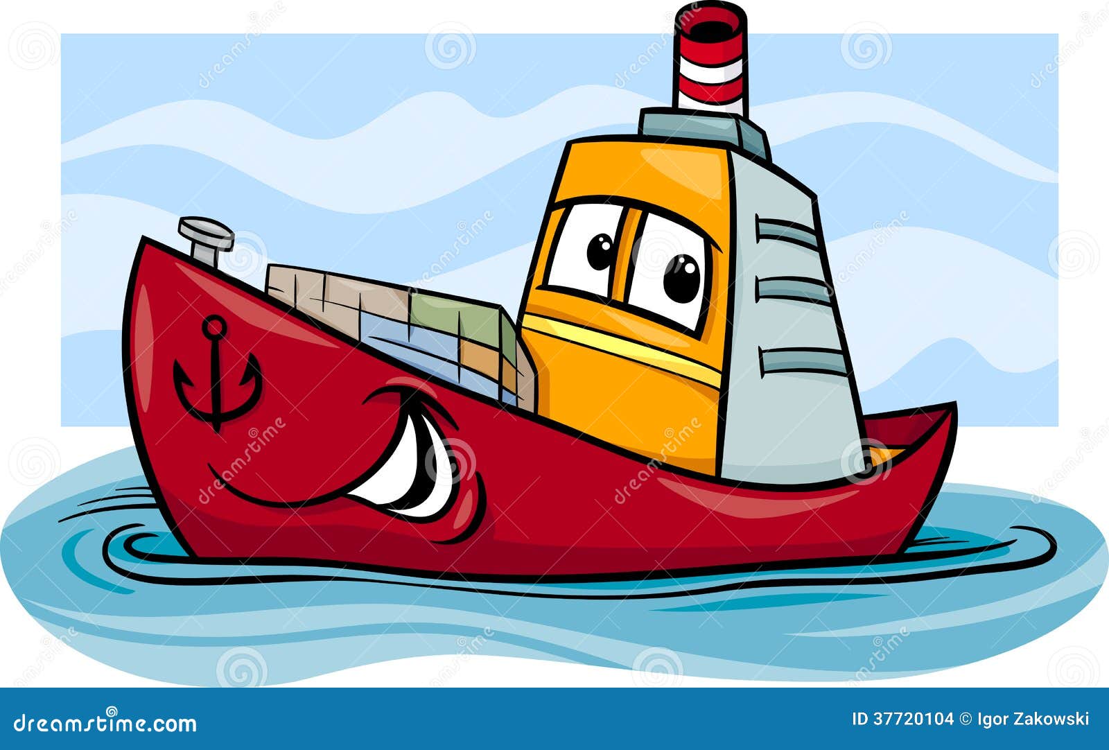 Container Ship Cartoon Illustration Stock Images - Image 
